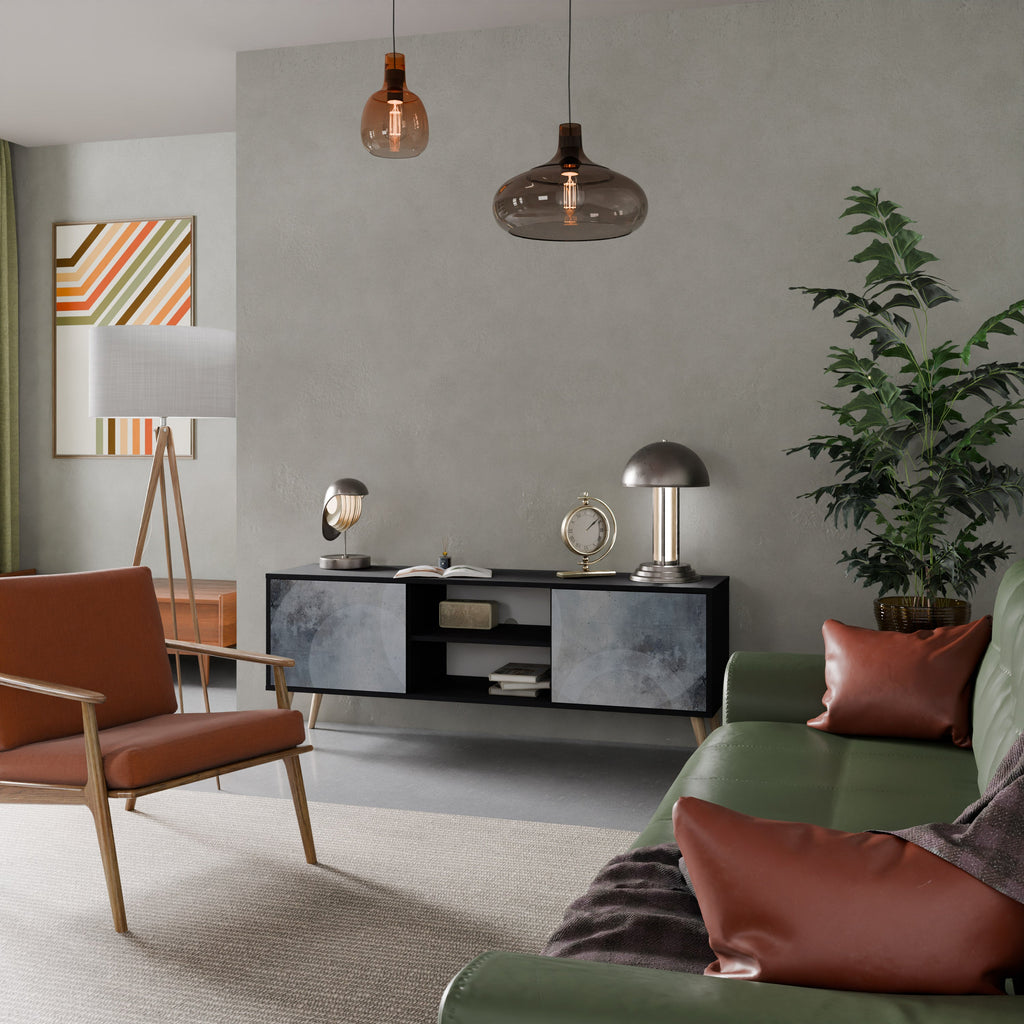 MUTED ARC Móvel de TV com 2 Portas em Acabamento Preto