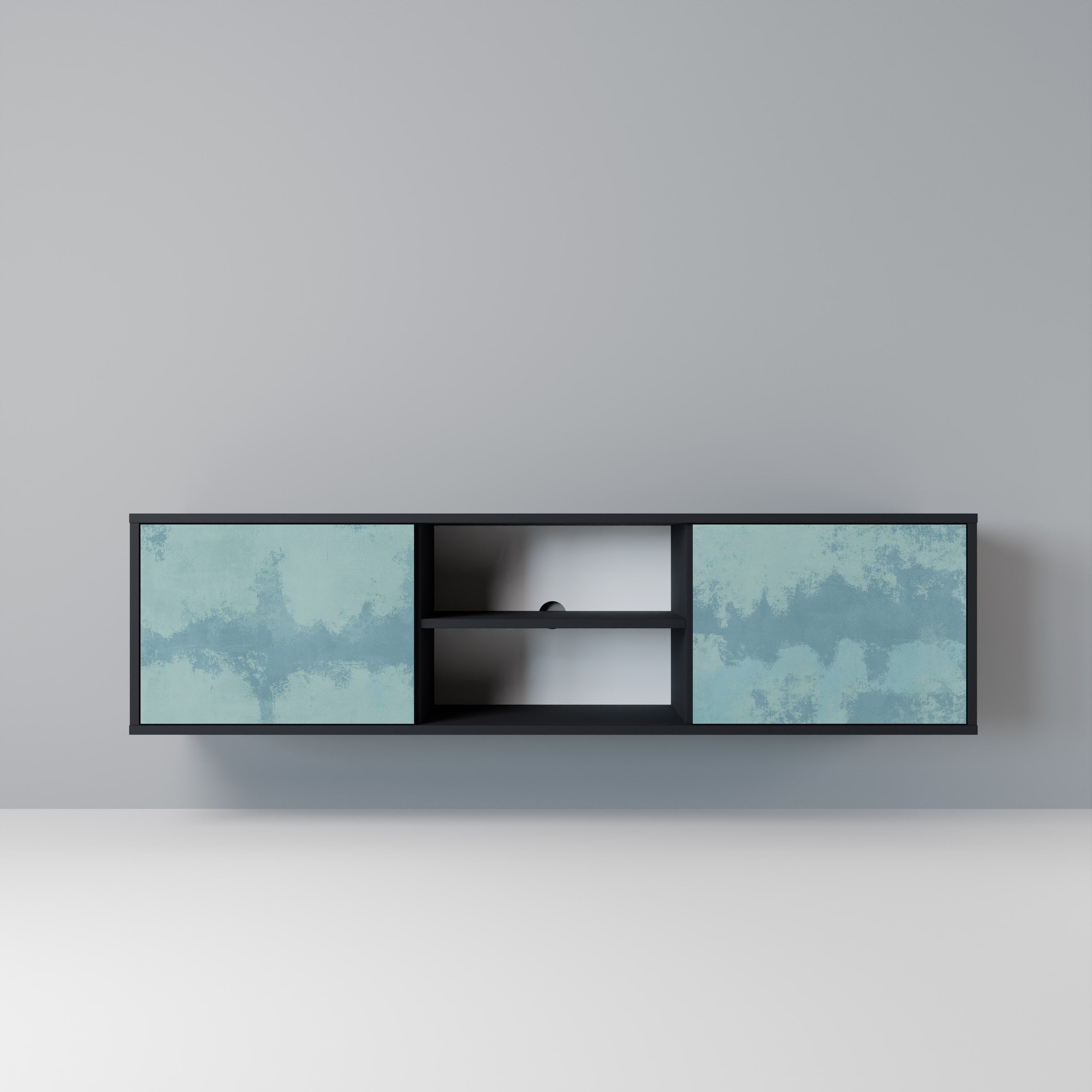 SKY WASH Móvel de TV com 2 Portas em Acabamento Preto