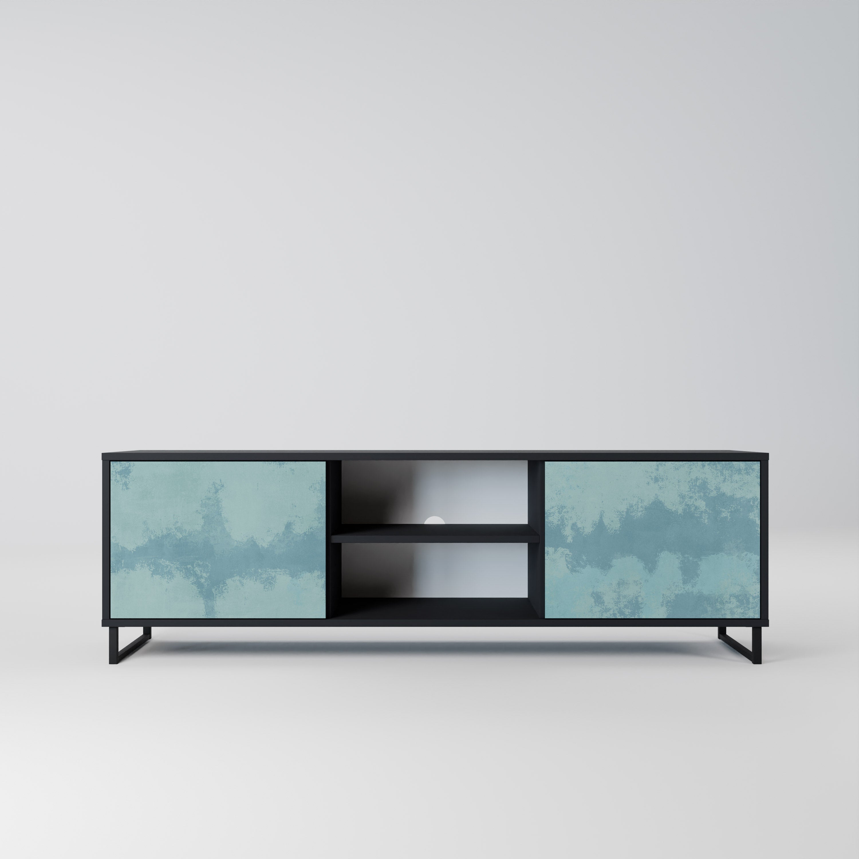 SKY WASH Móvel de TV com 2 Portas em Acabamento Preto