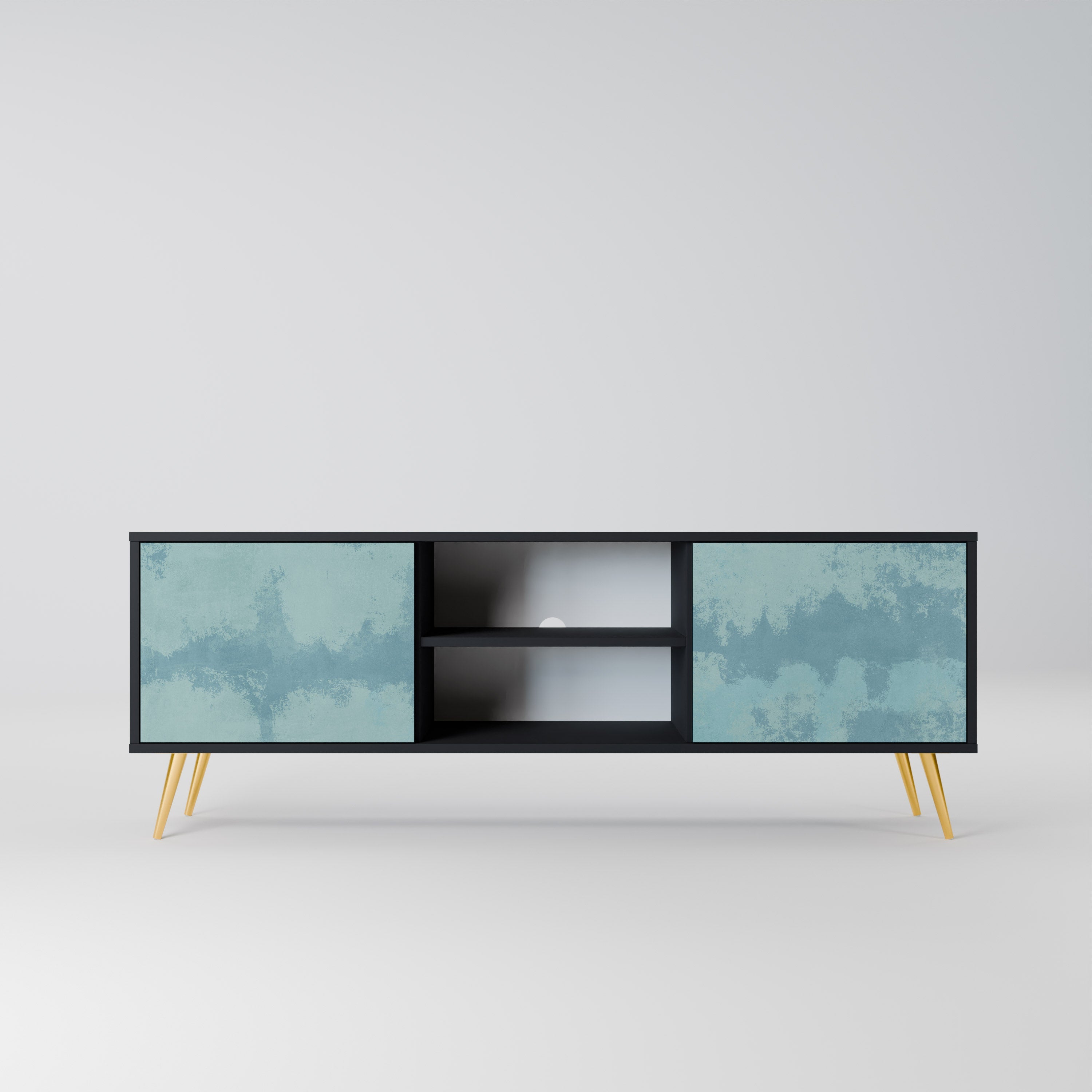 SKY WASH Móvel de TV com 2 Portas em Acabamento Preto