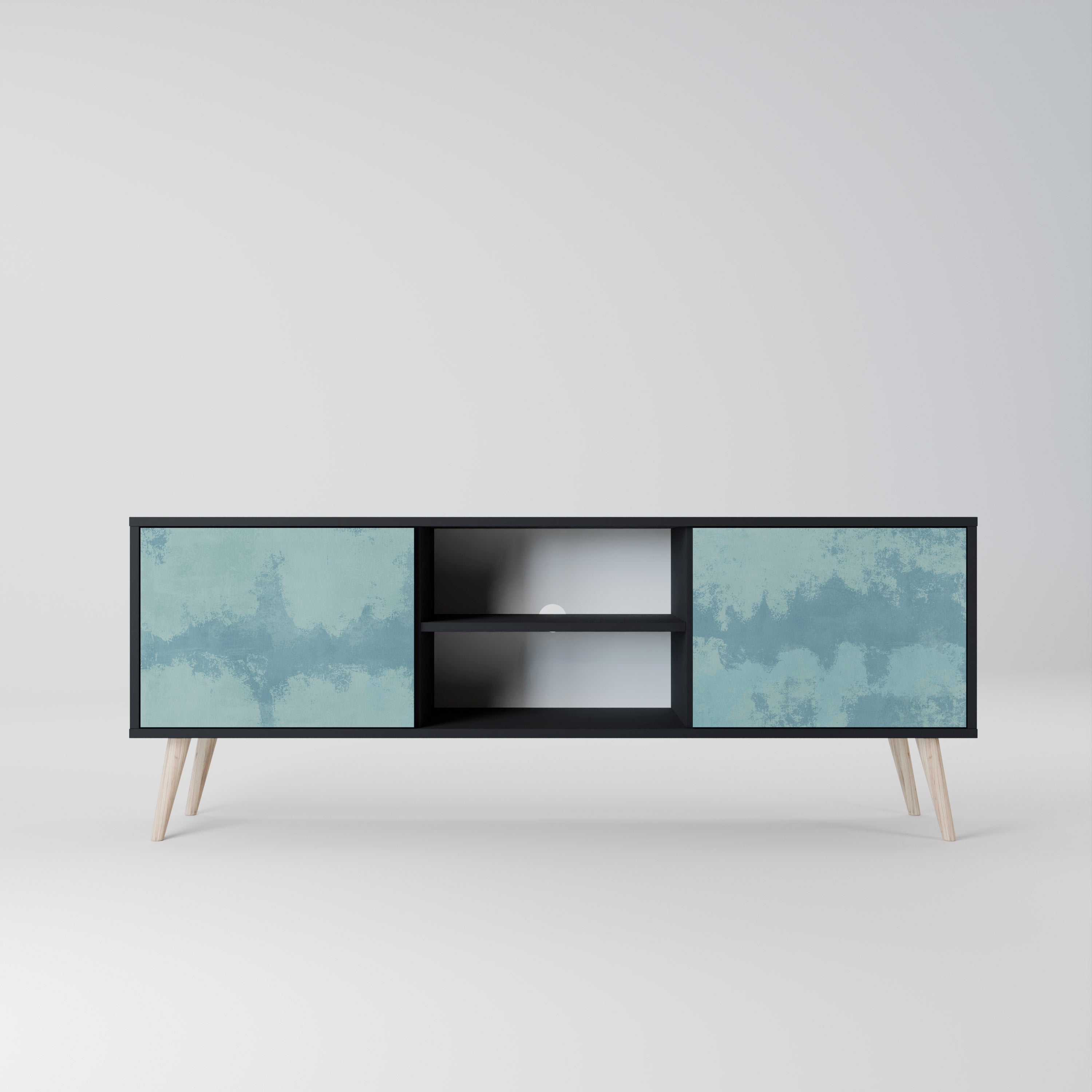 SKY WASH Móvel de TV com 2 Portas em Acabamento Preto