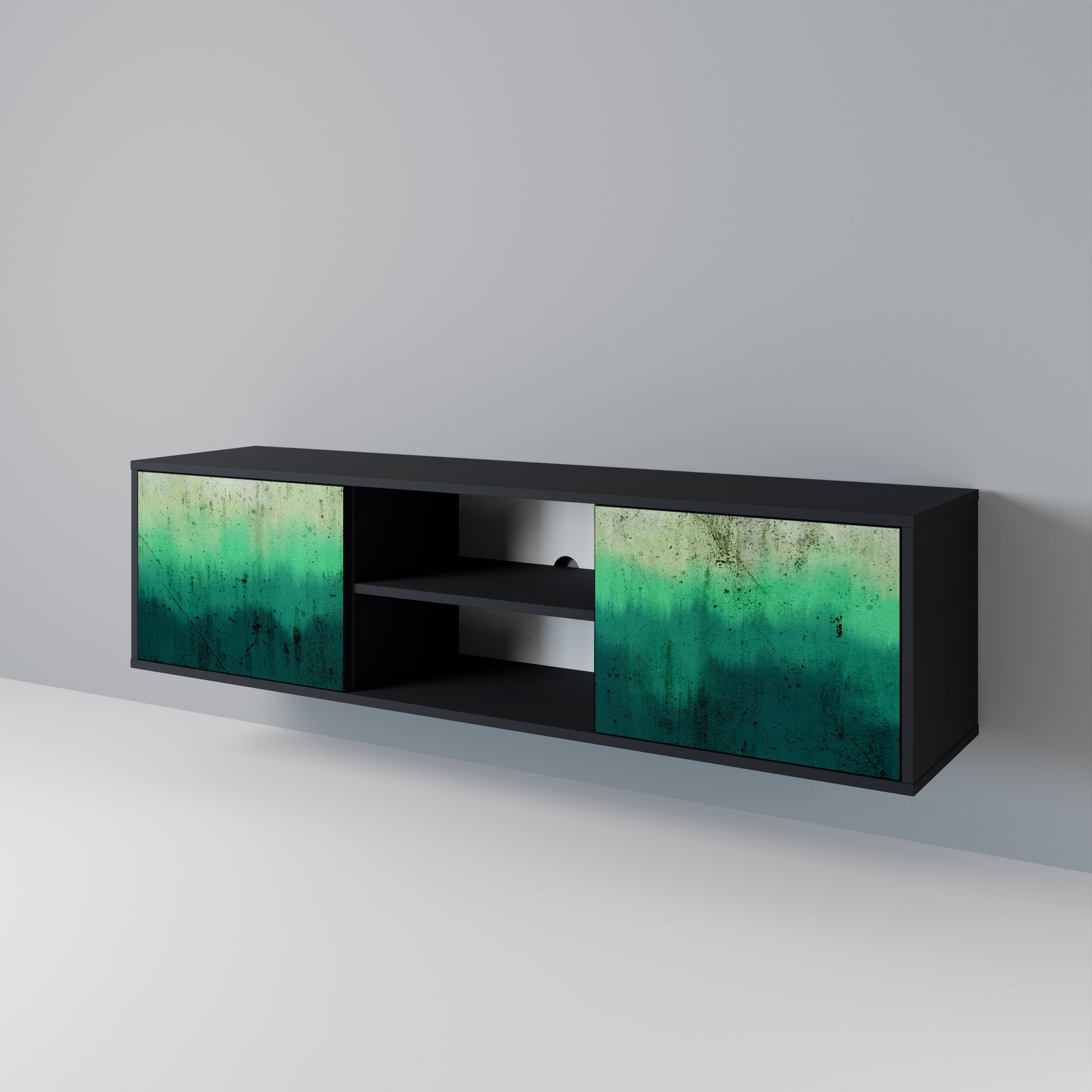 NORTHERN LIGHTS Móvel de TV com 2 Portas em Acabamento Preto