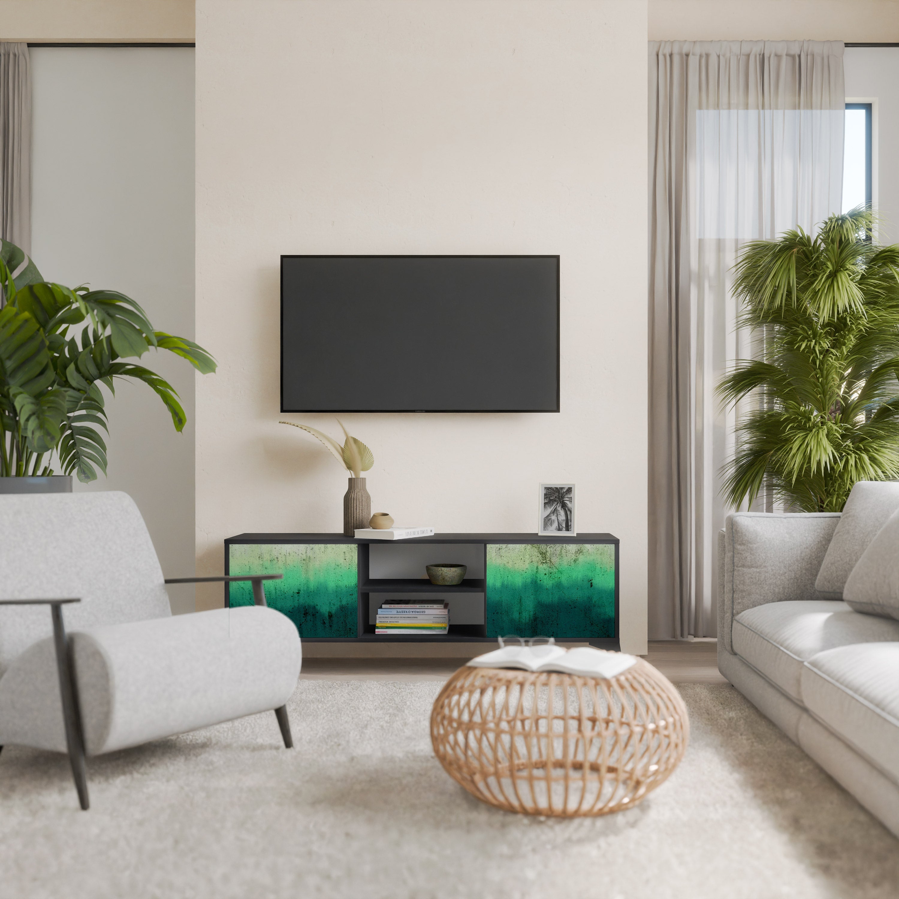 NORTHERN LIGHTS Móvel de TV com 2 Portas em Acabamento Preto