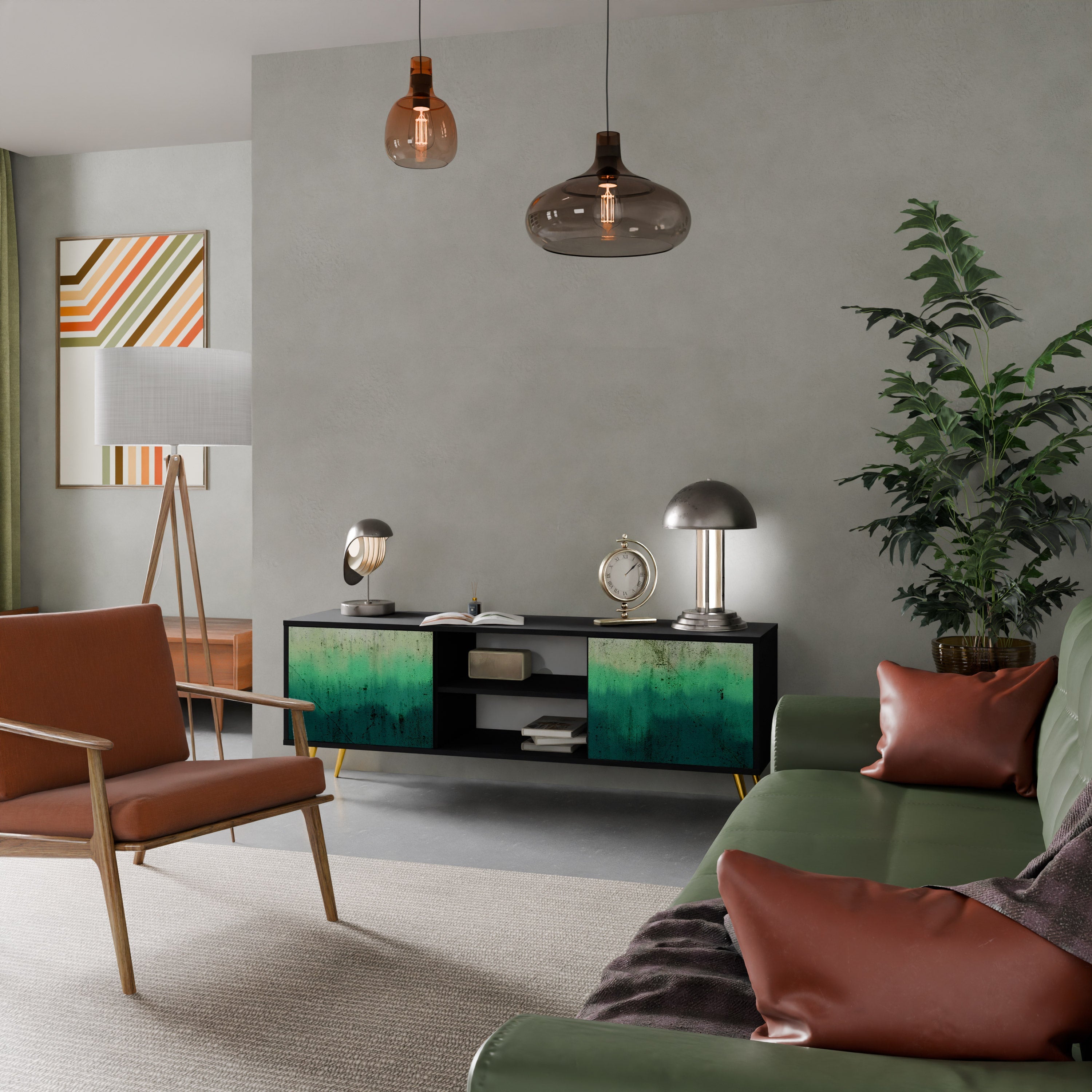 NORTHERN LIGHTS Móvel de TV com 2 Portas em Acabamento Preto