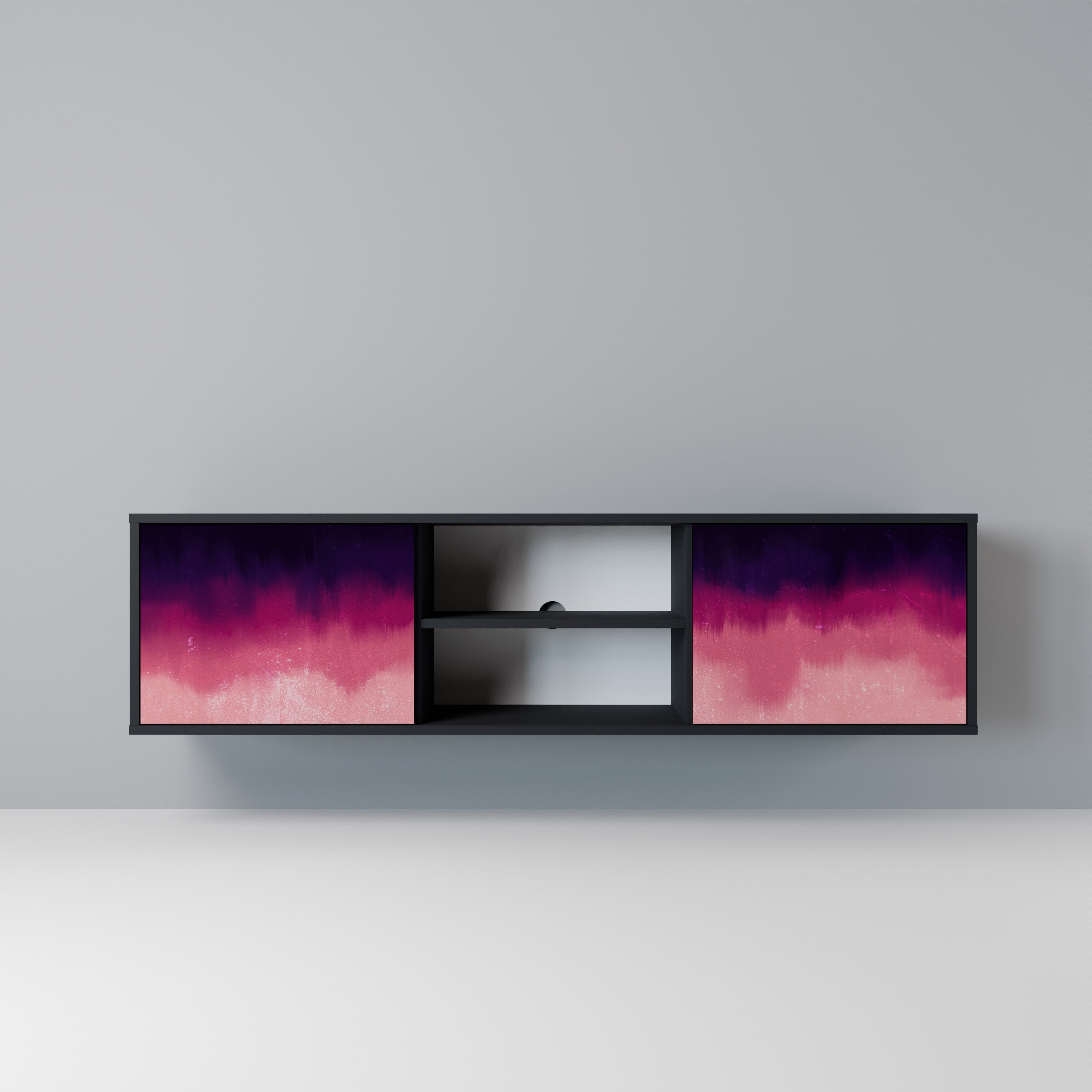 AURORA BOREALIS Móvel de TV com 2 Portas em Acabamento Preto