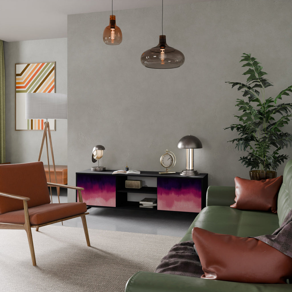 AURORA BOREALIS Móvel de TV com 2 Portas em Acabamento Preto