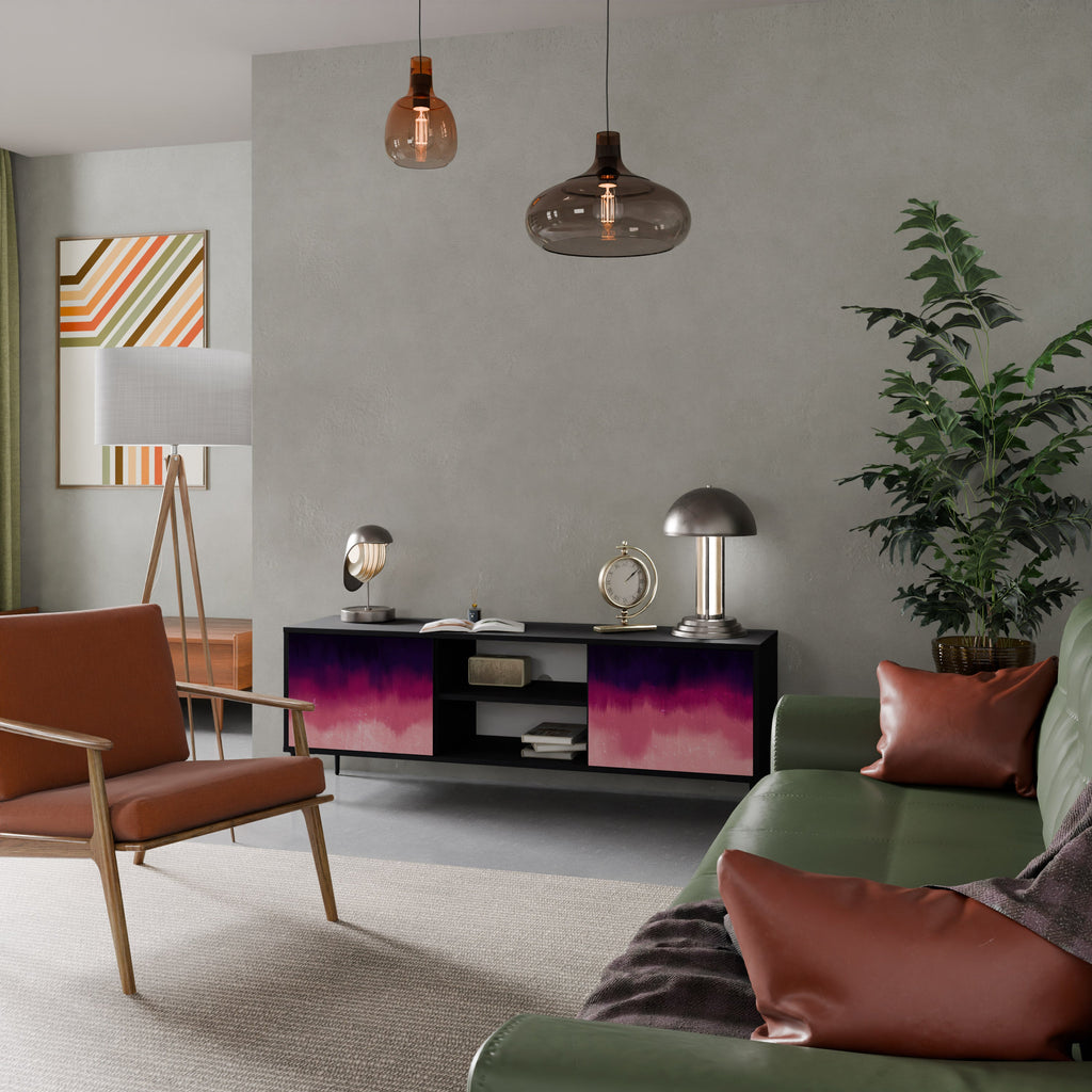 AURORA BOREALIS Móvel de TV com 2 Portas em Acabamento Preto