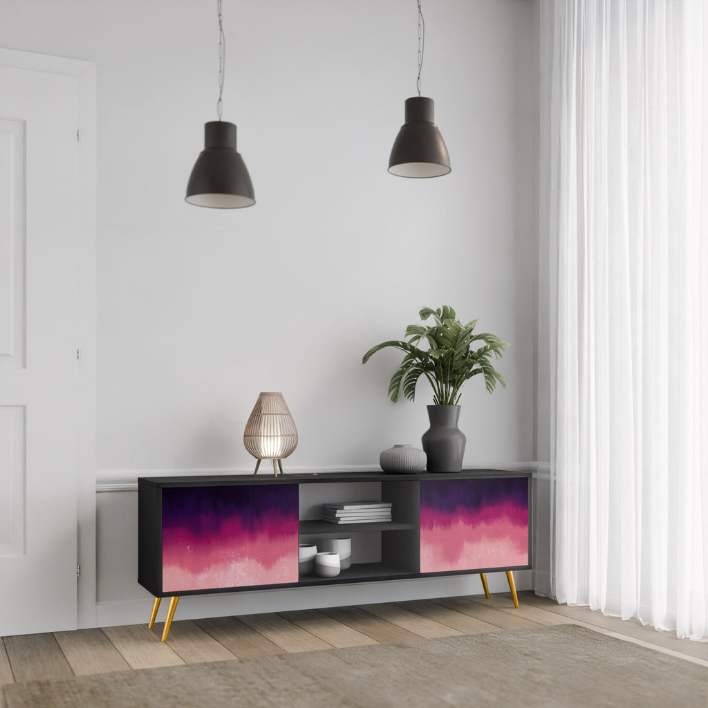 AURORA BOREALIS Móvel de TV com 2 Portas em Acabamento Preto