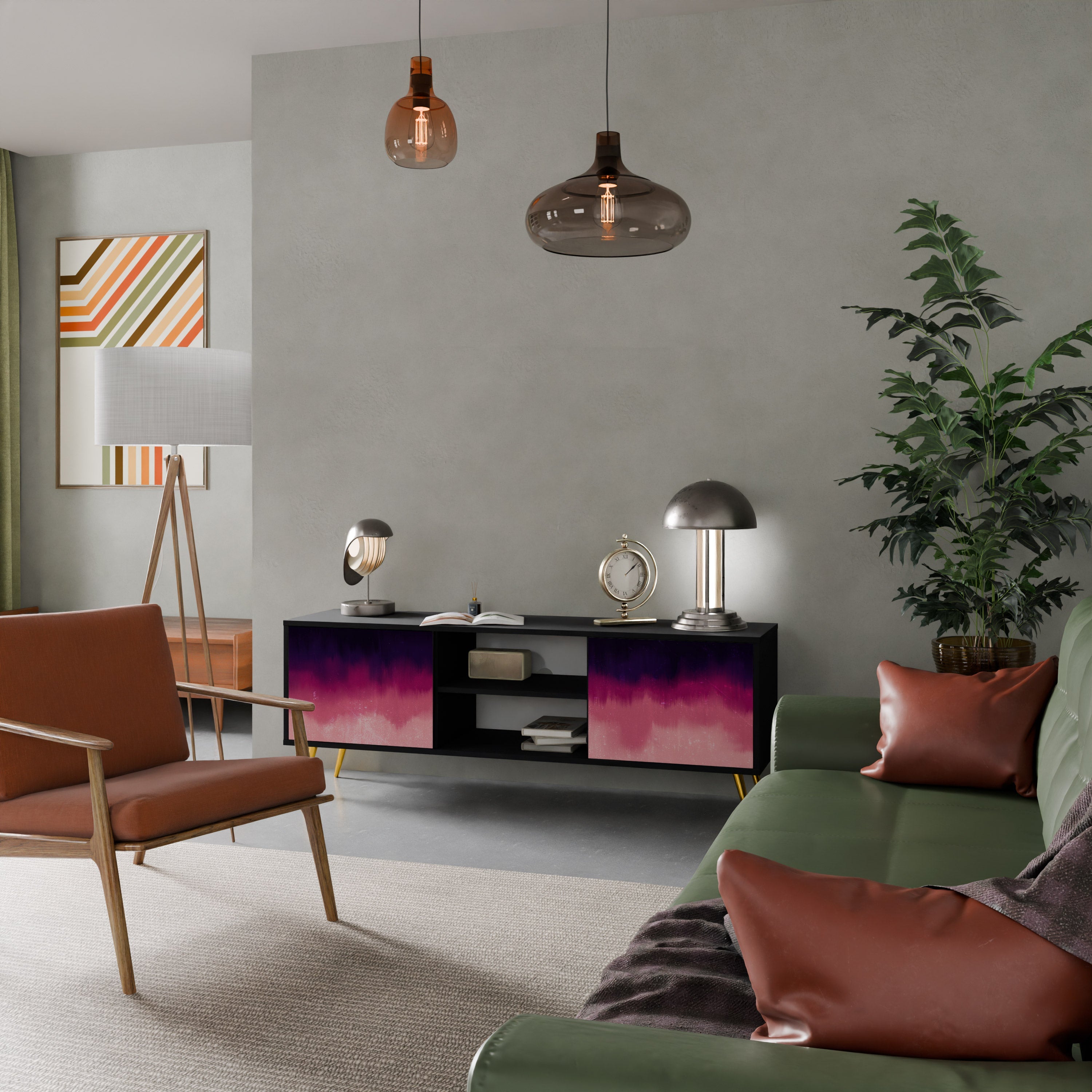 AURORA BOREALIS Móvel de TV com 2 Portas em Acabamento Preto