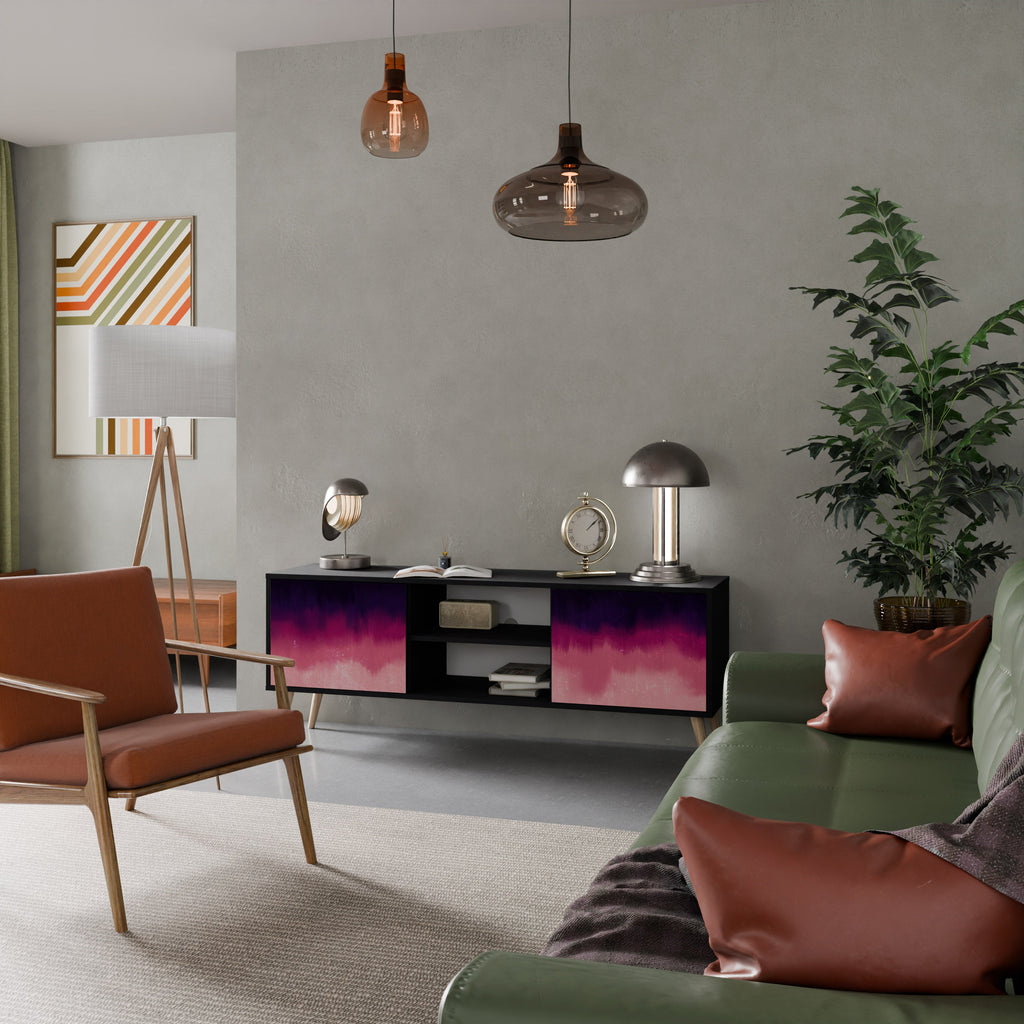 AURORA BOREALIS Móvel de TV com 2 Portas em Acabamento Preto