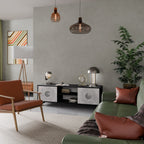 SOLID CIRCLES Móvel de TV com 2 Portas em Acabamento Preto