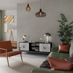 SOLID CIRCLES Móvel de TV com 2 Portas em Acabamento Preto