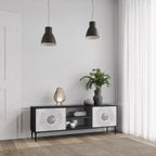 SOLID CIRCLES Móvel de TV com 2 Portas em Acabamento Preto