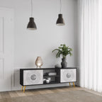 SOLID CIRCLES Móvel de TV com 2 Portas em Acabamento Preto