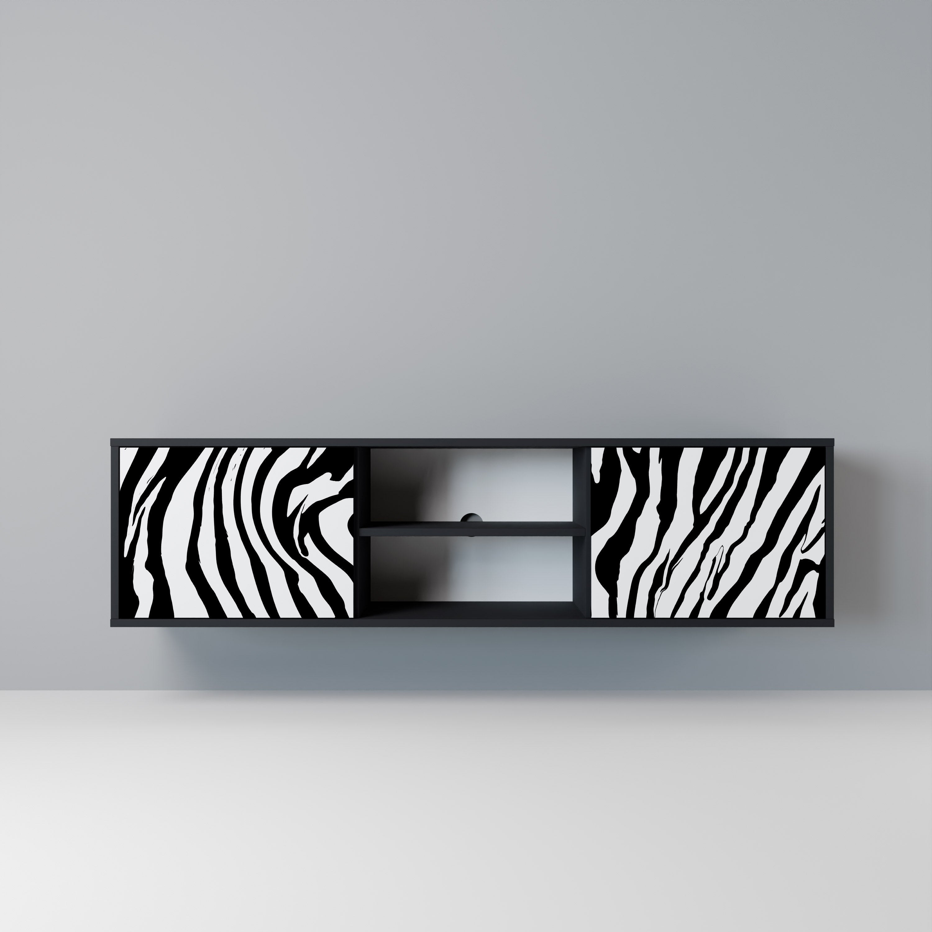 SPLENDID ZEBRA Móvel de TV com 2 Portas em Acabamento Preto