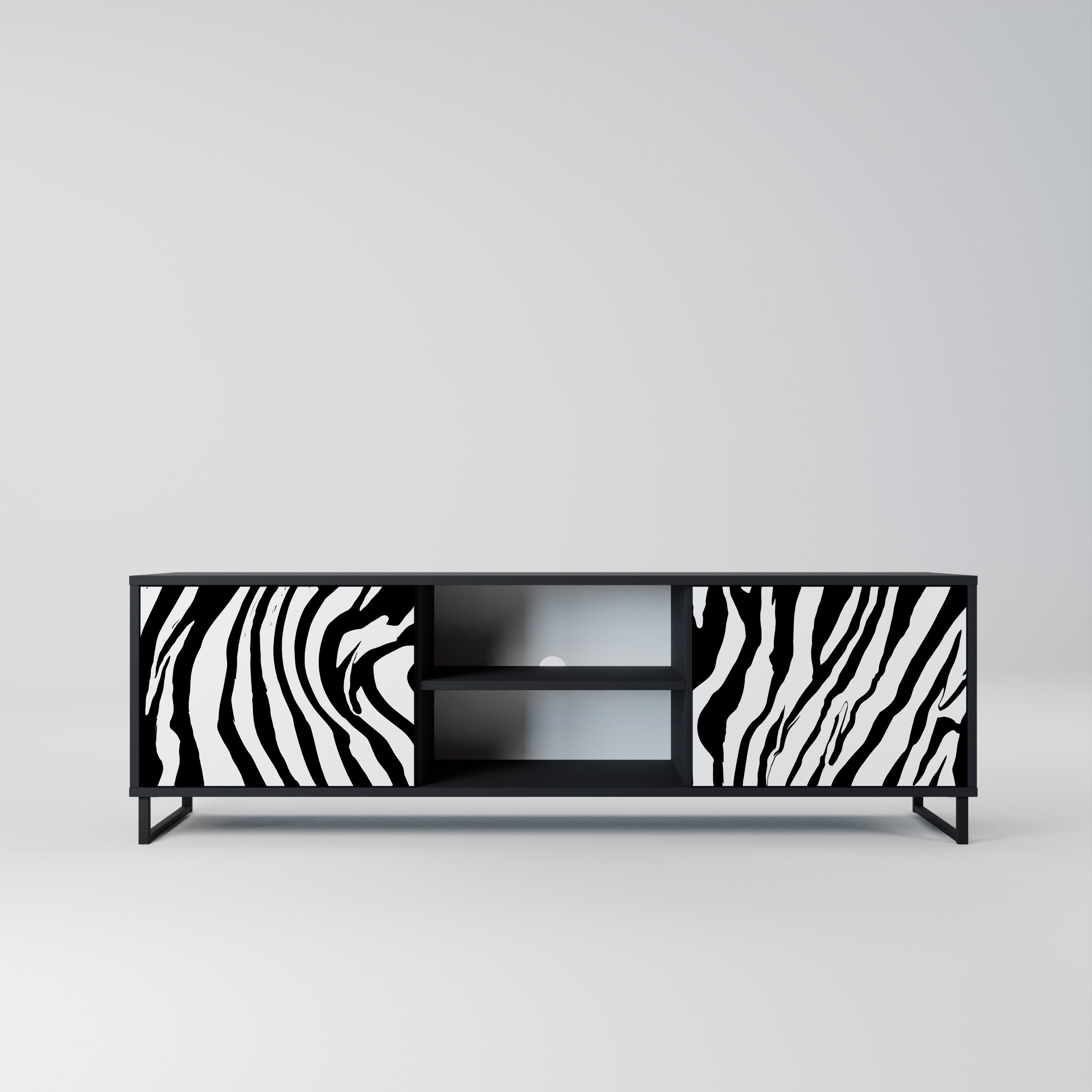 SPLENDID ZEBRA Móvel de TV com 2 Portas em Acabamento Preto