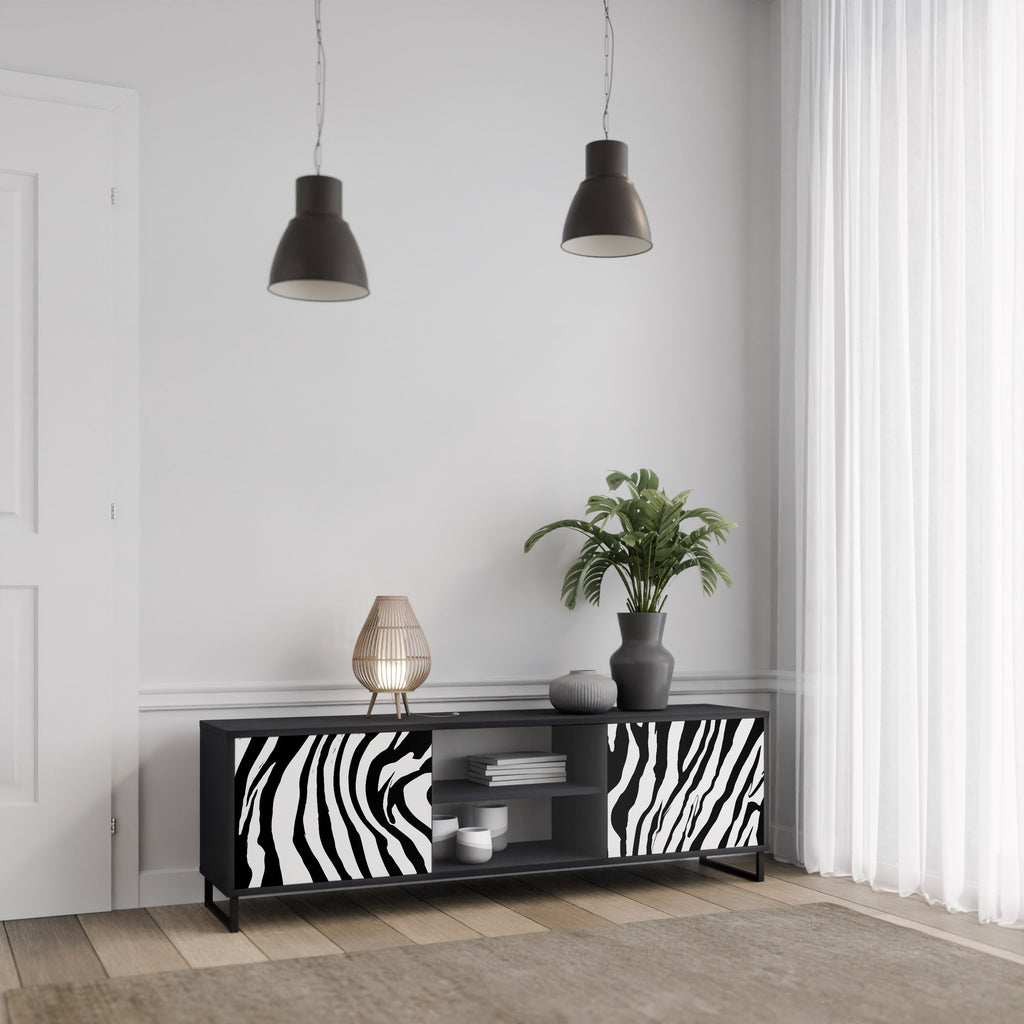 SPLENDID ZEBRA 2-Door TV Stand in Black Finish
