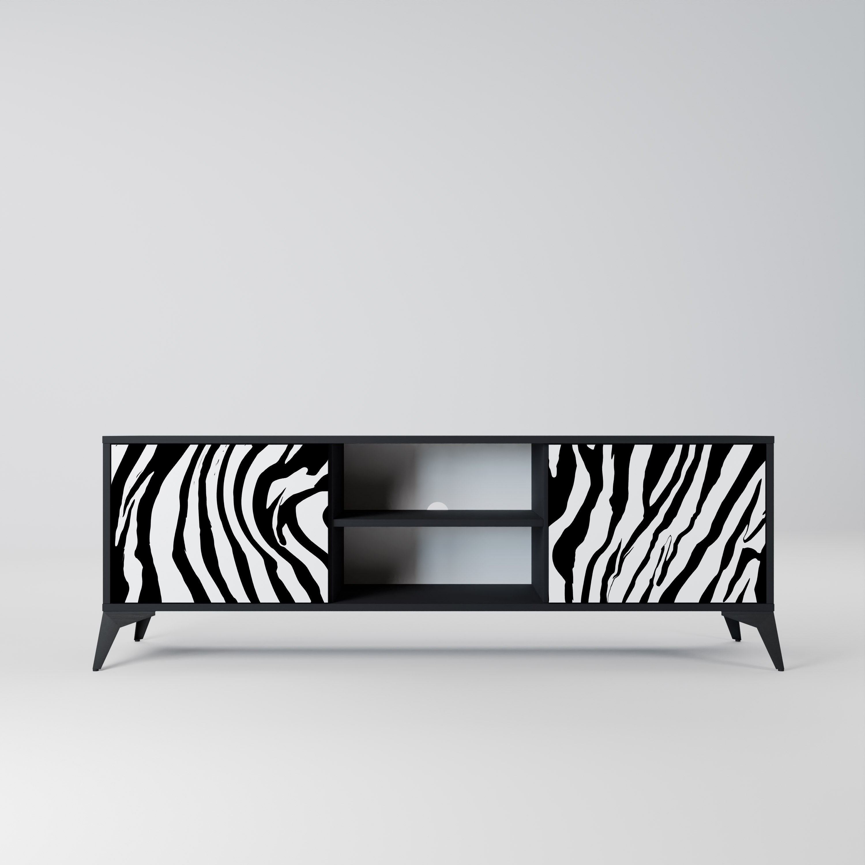 SPLENDID ZEBRA Móvel de TV com 2 Portas em Acabamento Preto