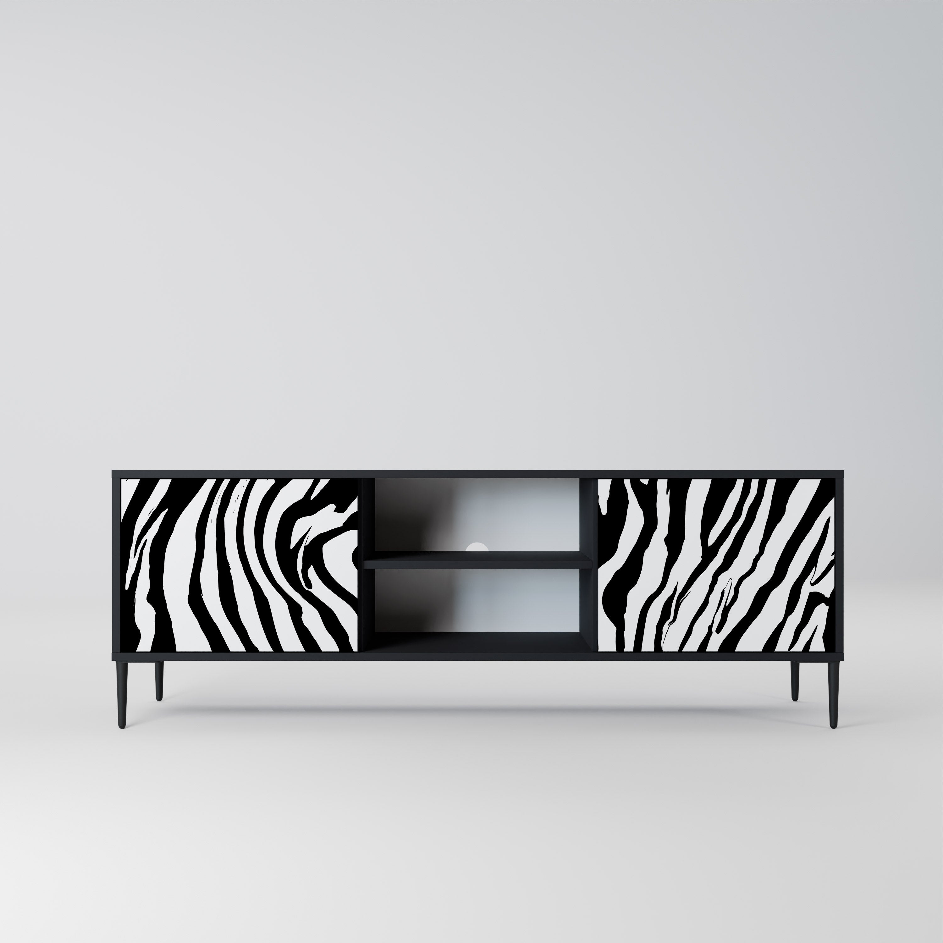 SPLENDID ZEBRA Móvel de TV com 2 Portas em Acabamento Preto