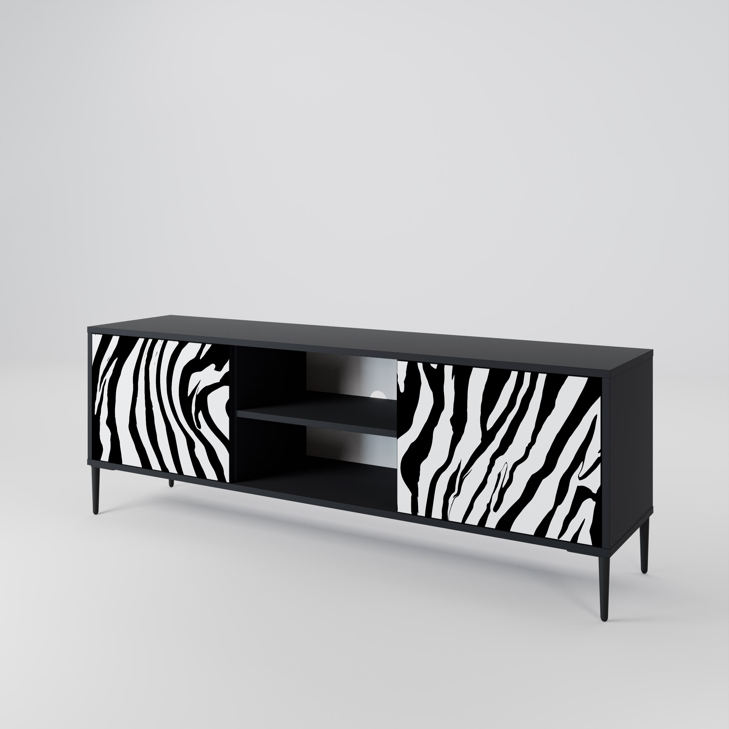 SPLENDID ZEBRA Móvel de TV com 2 Portas em Acabamento Preto