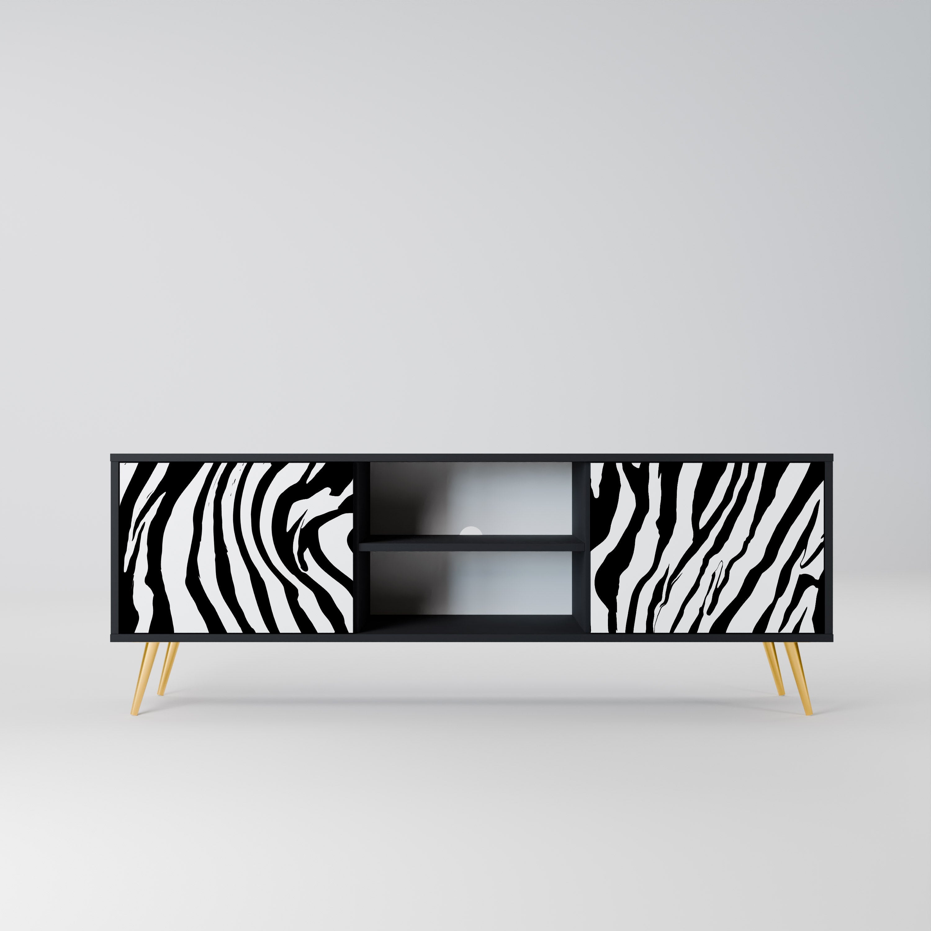 SPLENDID ZEBRA Móvel de TV com 2 Portas em Acabamento Preto