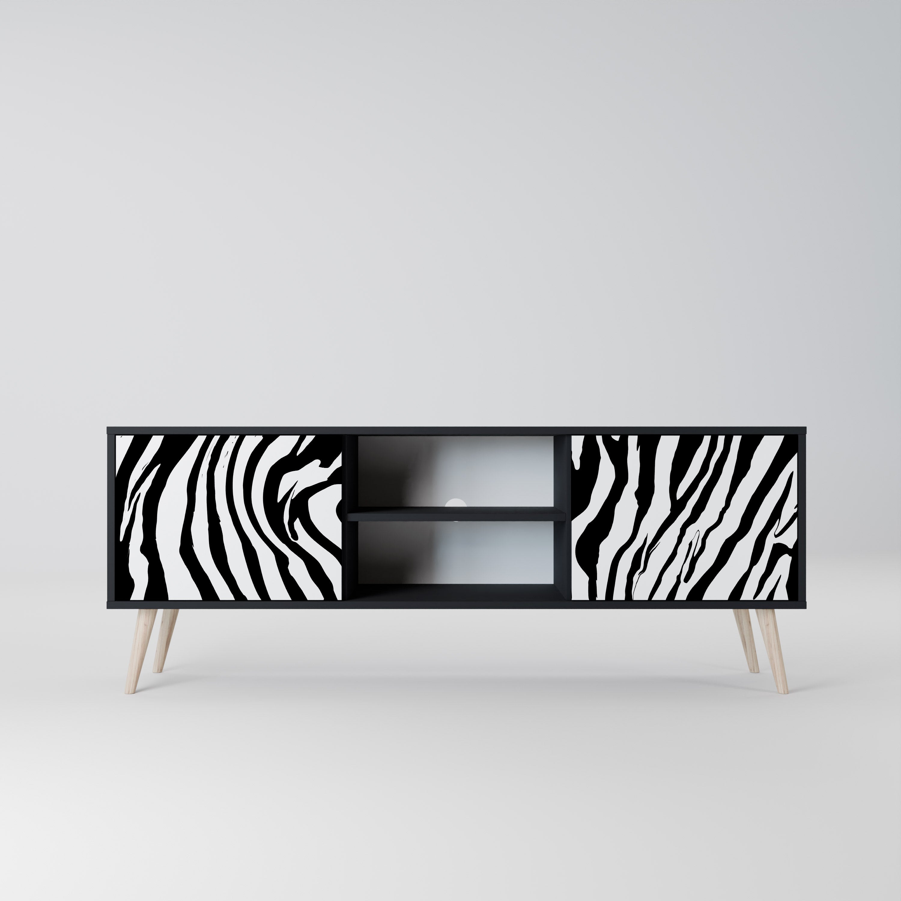 SPLENDID ZEBRA Móvel de TV com 2 Portas em Acabamento Preto