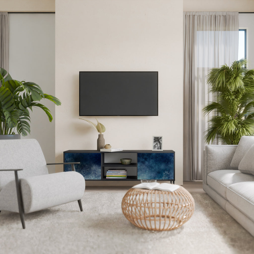 CELESTIAL FALL Móvel de TV com 2 Portas em Acabamento Preto