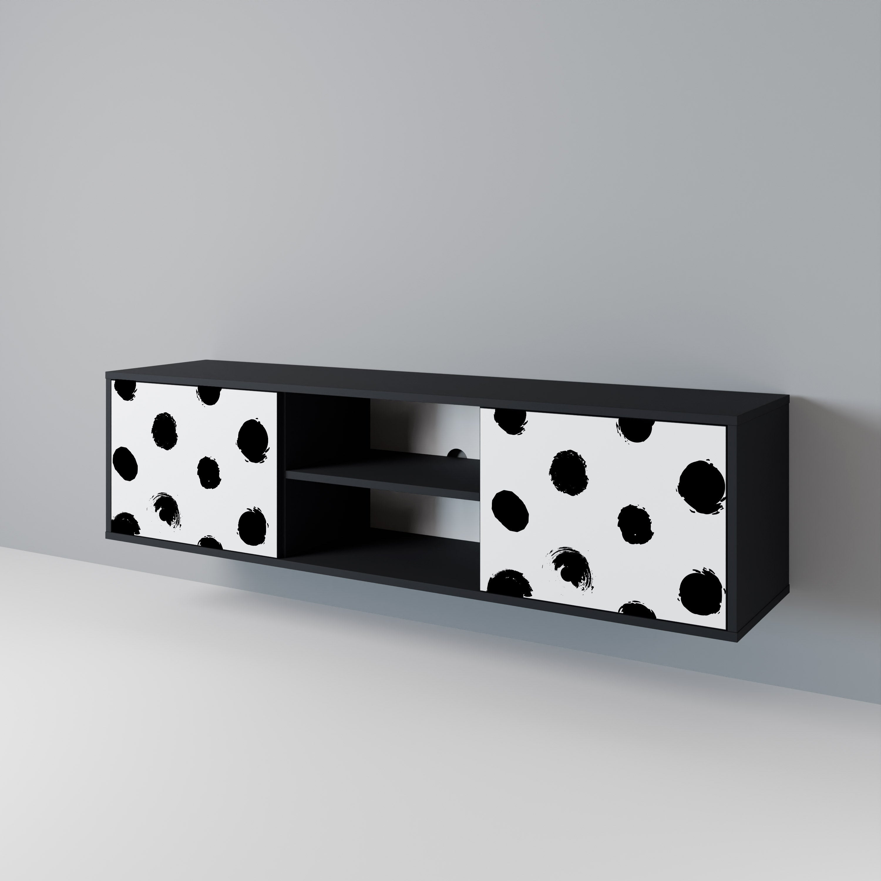 SLIPPING MINUTES Móvel de TV com 2 Portas em Acabamento Preto