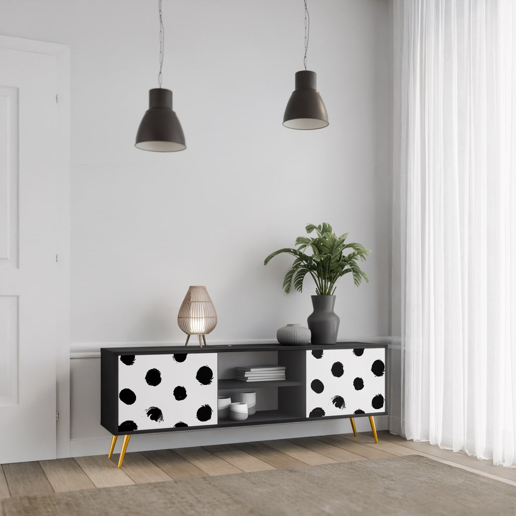 SLIPPING MINUTES Móvel de TV com 2 Portas em Acabamento Preto