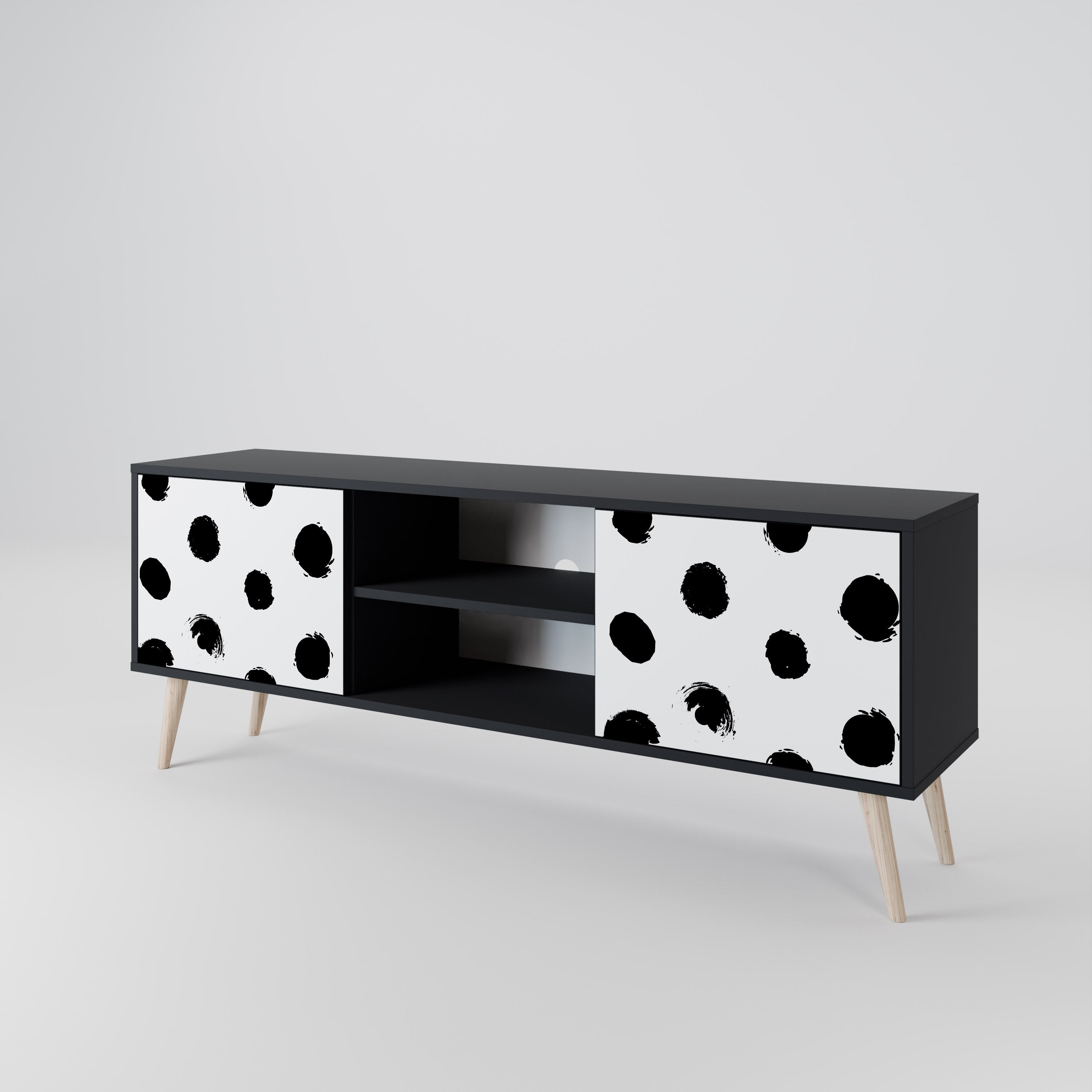 SLIPPING MINUTES Móvel de TV com 2 Portas em Acabamento Preto