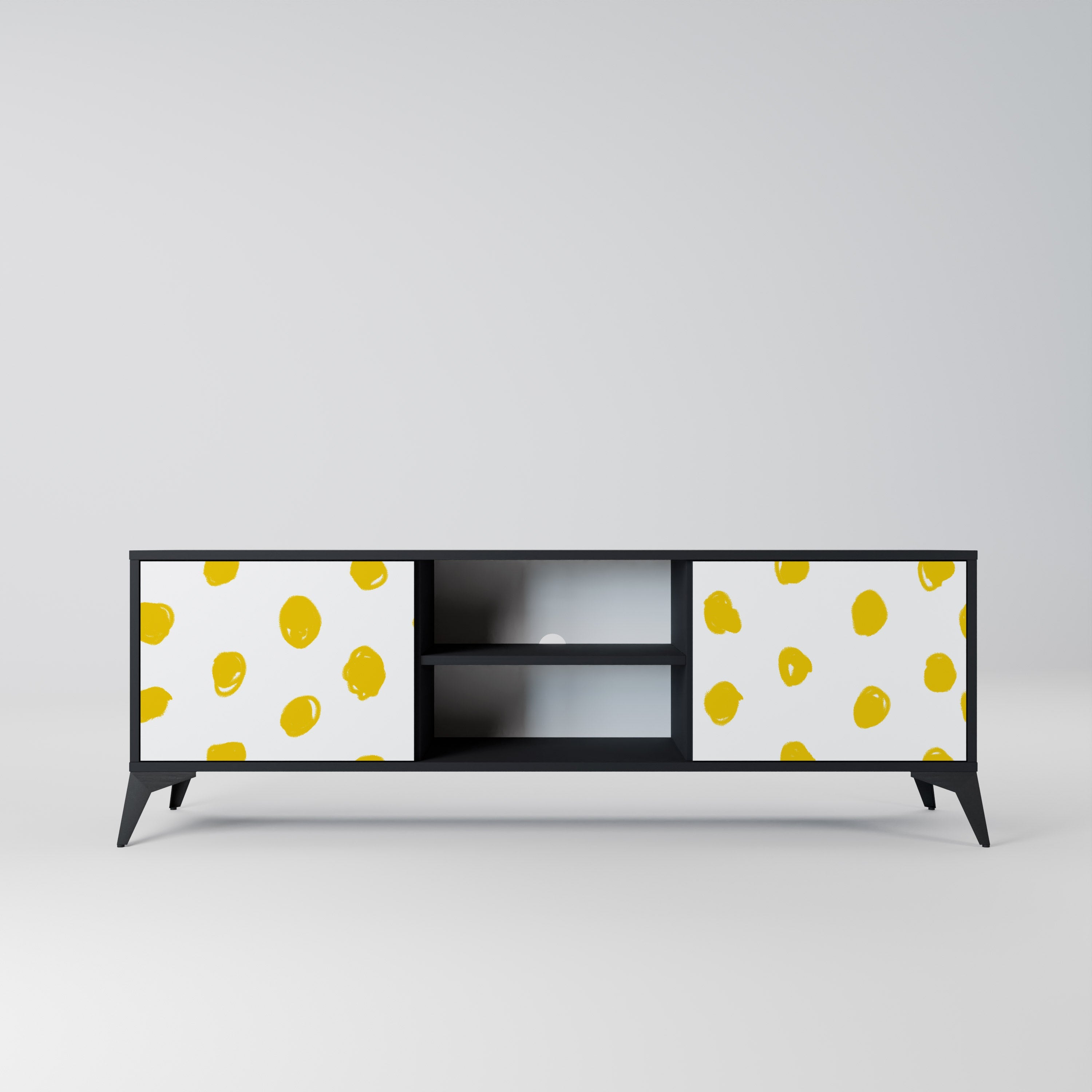 RADIANT REVERIE Móvel de TV com 2 Portas em Acabamento Preto