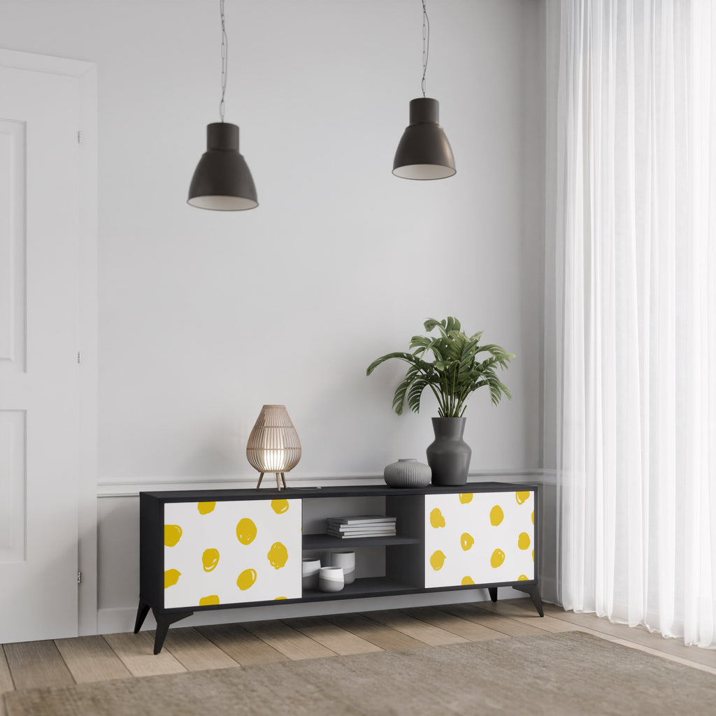 RADIANT REVERIE Móvel de TV com 2 Portas em Acabamento Preto