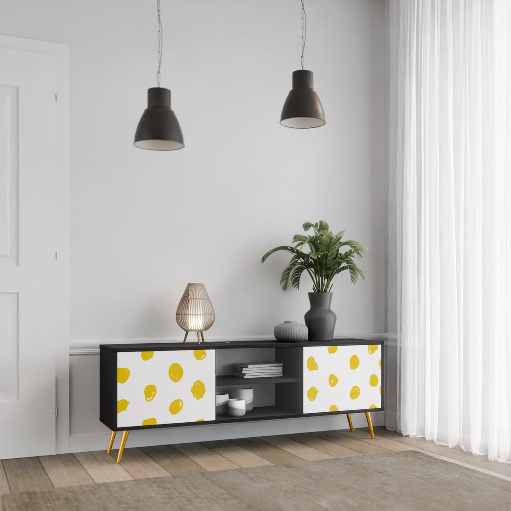 RADIANT REVERIE Móvel de TV com 2 Portas em Acabamento Preto