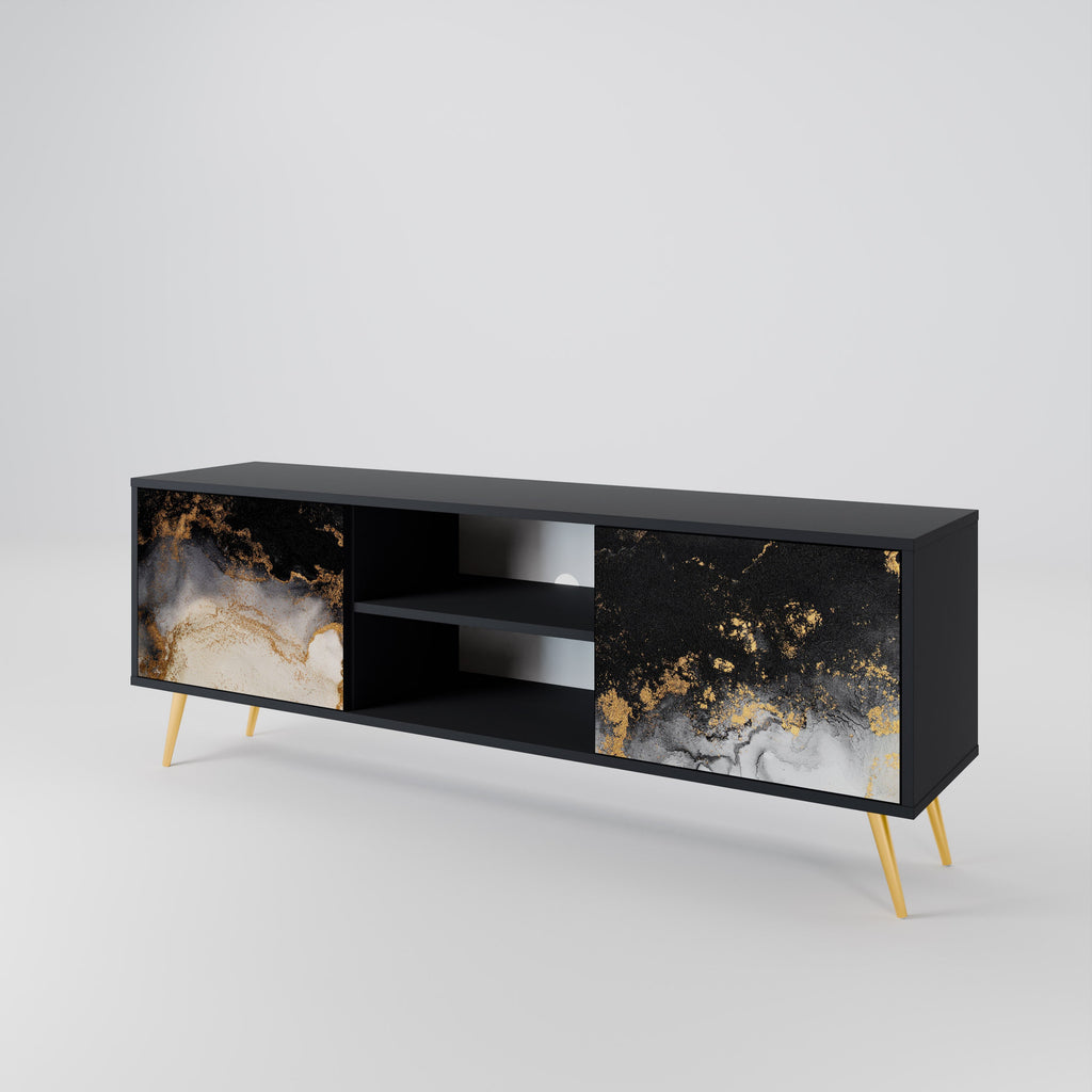MARBLE OF TOMMORROW Móvel de TV com 2 Portas em Acabamento Preto