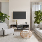 MARBLE OF TOMMORROW Móvel de TV com 2 Portas em Acabamento Preto