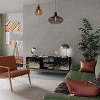 MARBLE OF TOMMORROW Móvel de TV com 2 Portas em Acabamento Preto