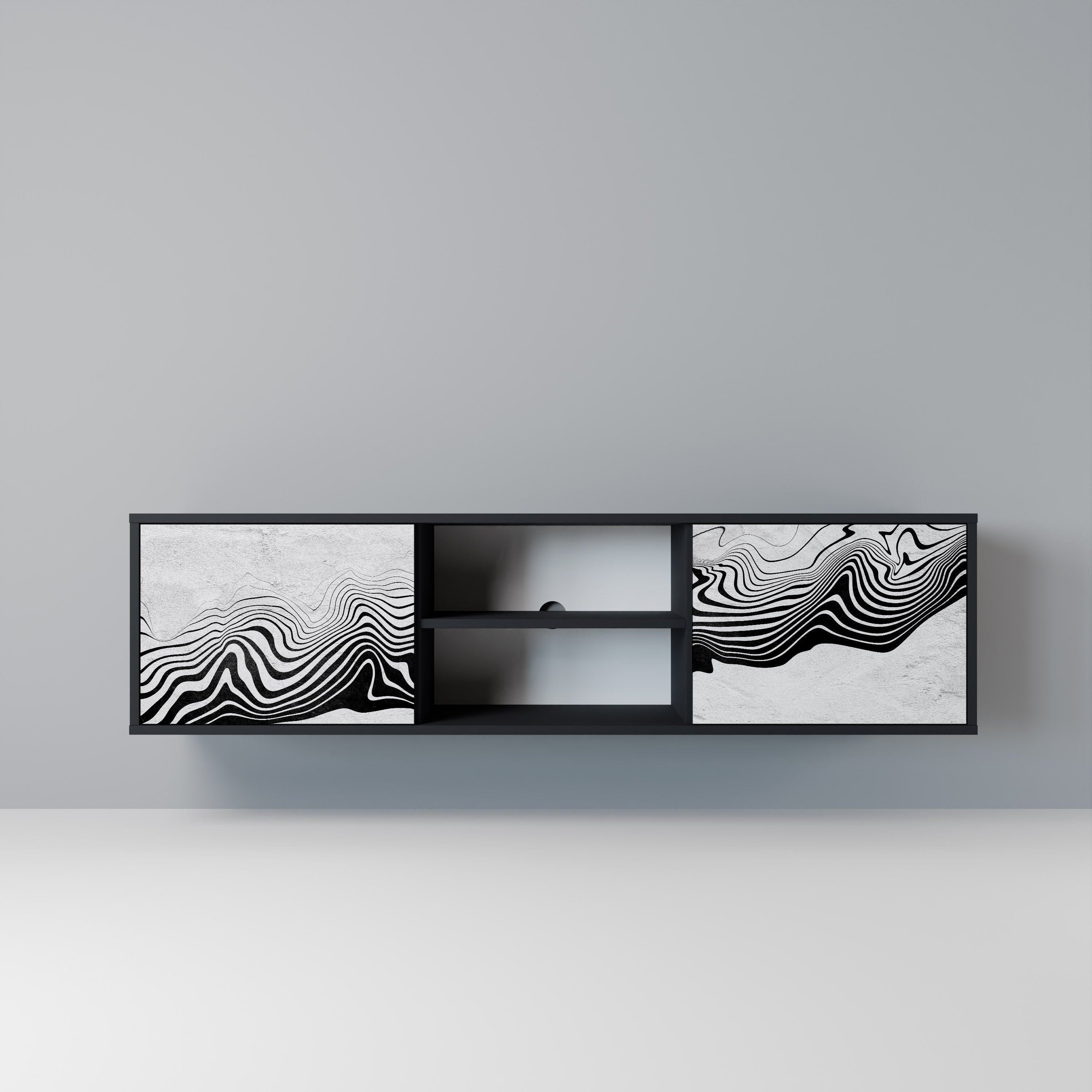 MONOCHROME MIRAGE Móvel de TV com 2 Portas em Acabamento Preto