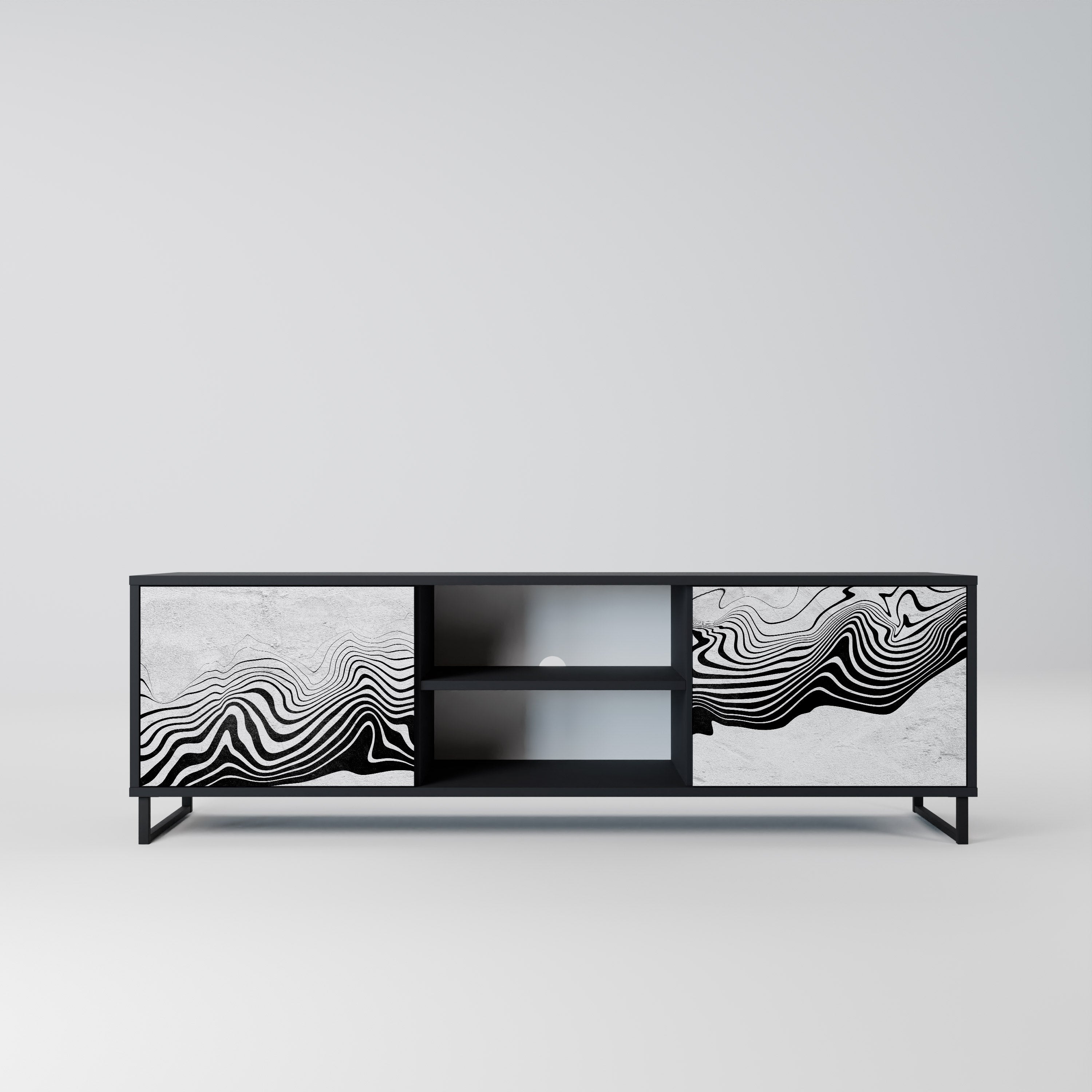 MONOCHROME MIRAGE Móvel de TV com 2 Portas em Acabamento Preto
