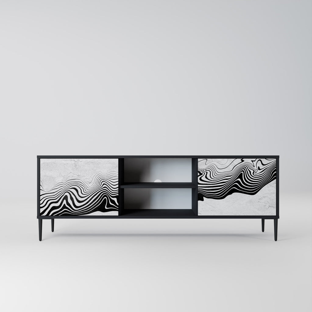 MONOCHROME MIRAGE Móvel de TV com 2 Portas em Acabamento Preto