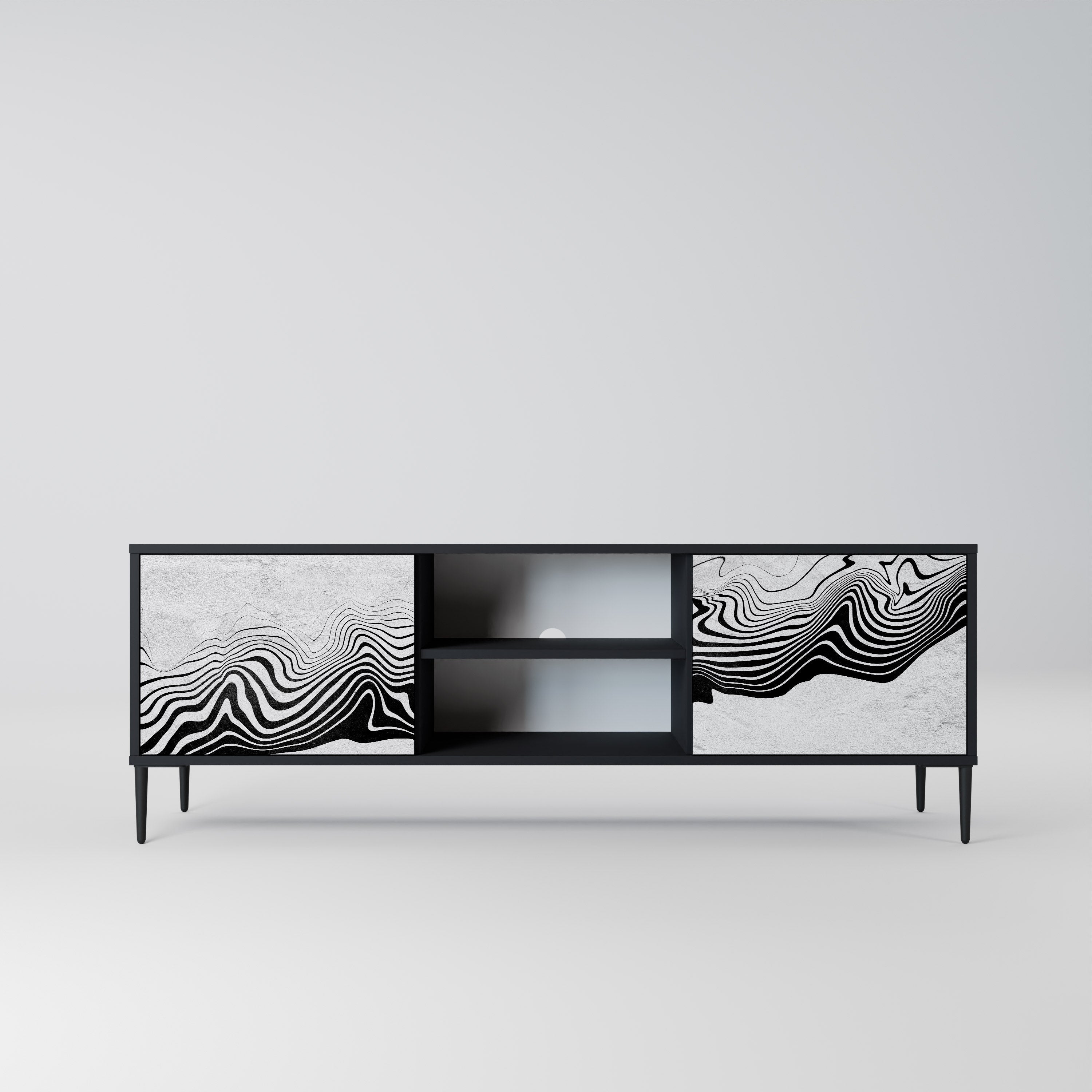 MONOCHROME MIRAGE Móvel de TV com 2 Portas em Acabamento Preto