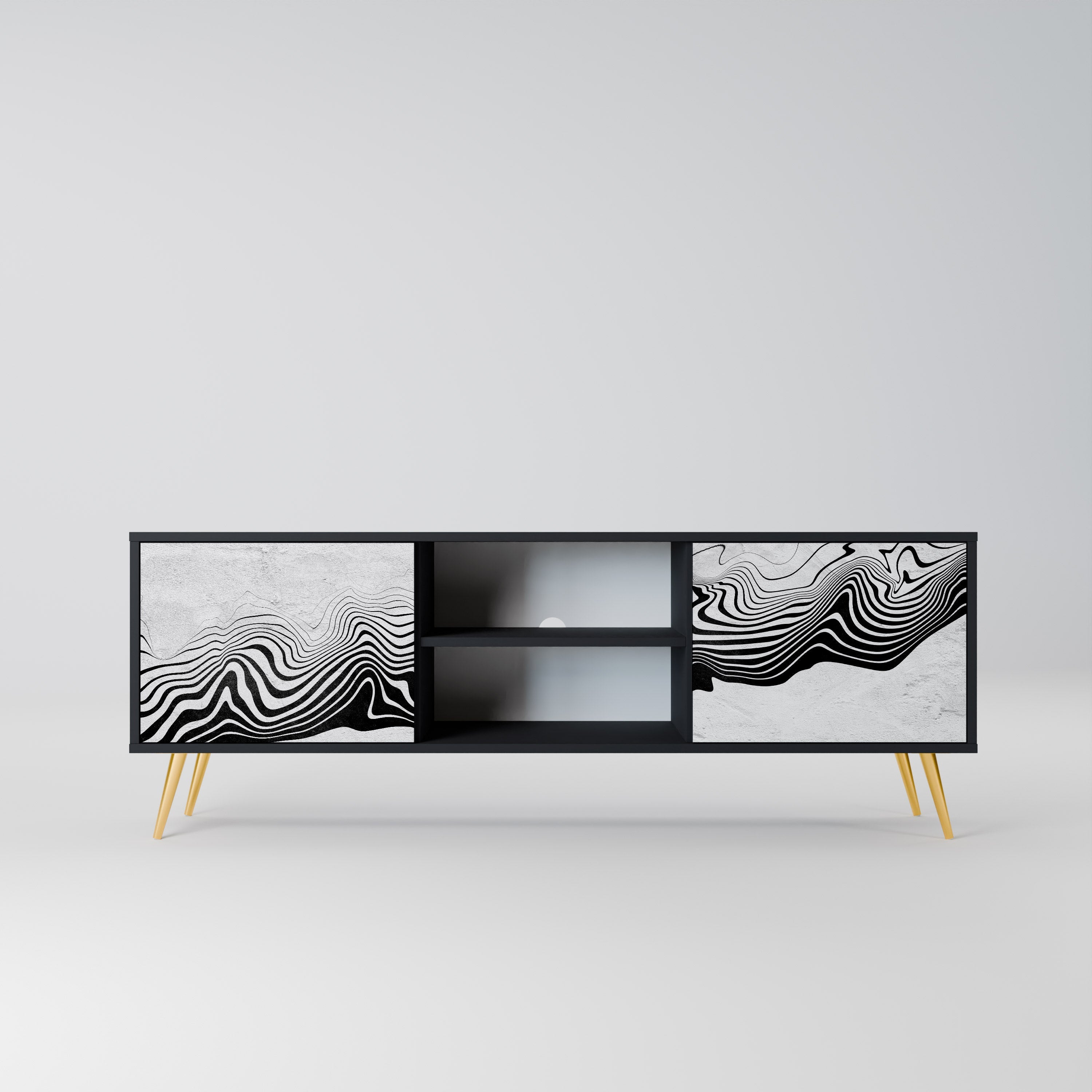 MONOCHROME MIRAGE Móvel de TV com 2 Portas em Acabamento Preto