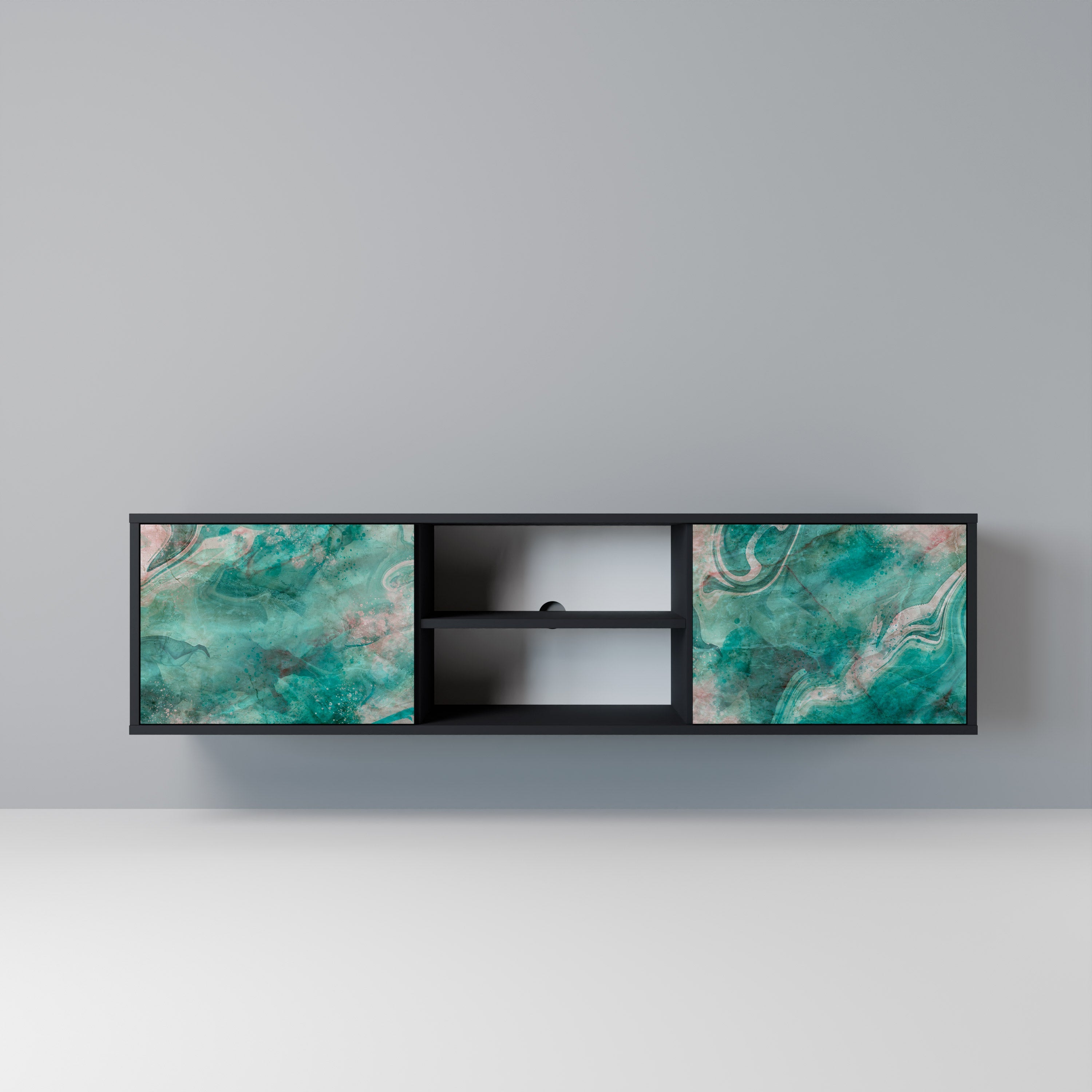 ABSTRACT ALCHEMY Móvel de TV com 2 Portas em Acabamento Preto