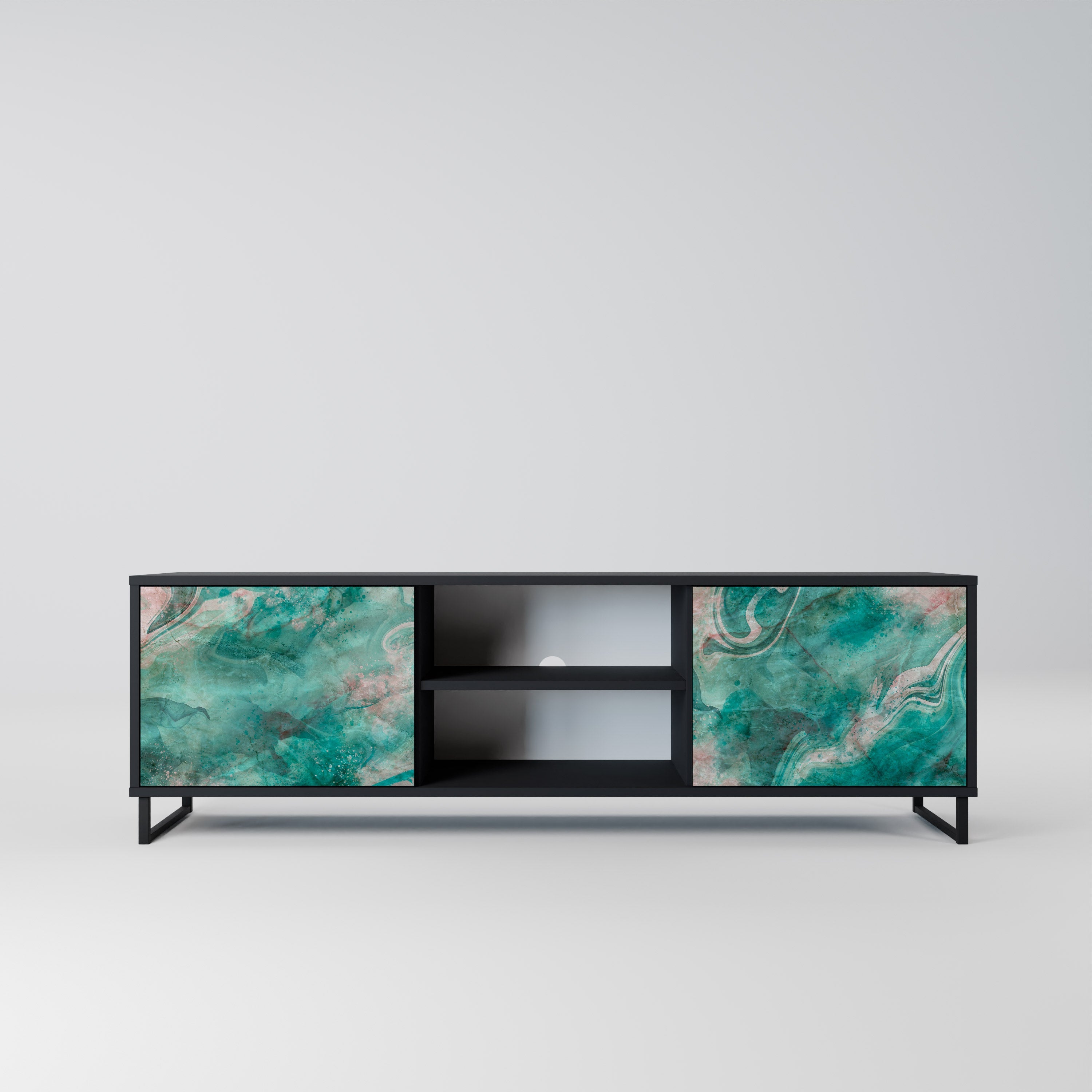 ABSTRACT ALCHEMY Móvel de TV com 2 Portas em Acabamento Preto