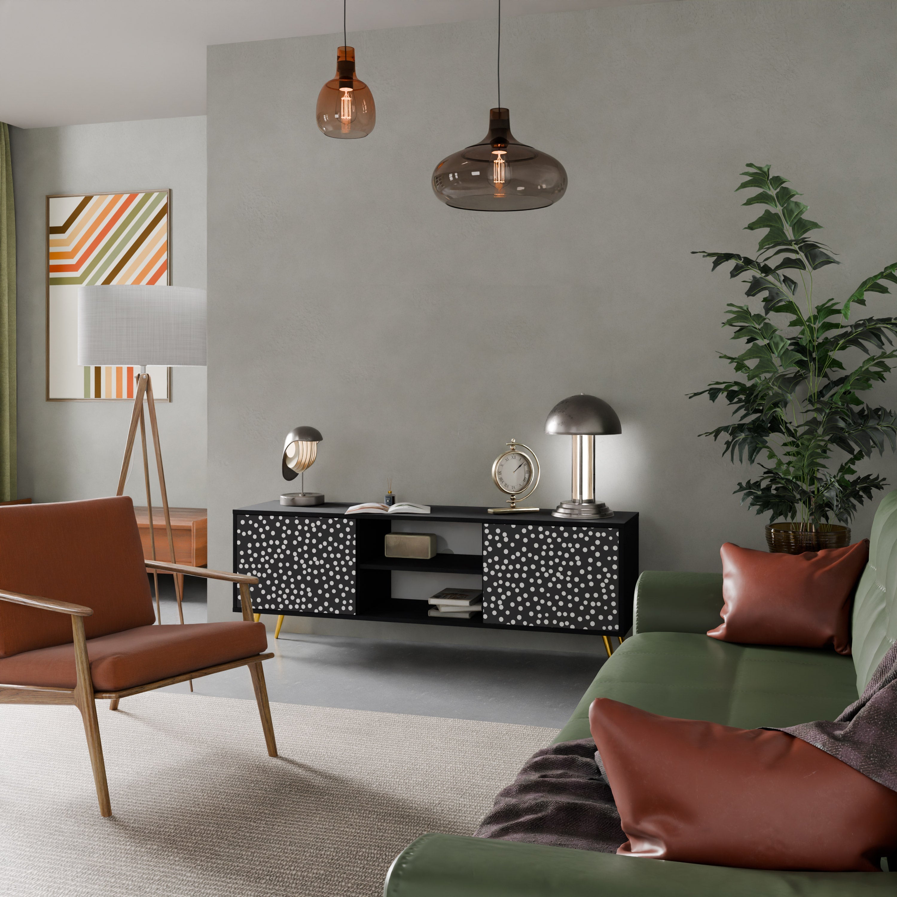 BLINDING LIGHTS Móvel de TV com 2 Portas em Acabamento Preto