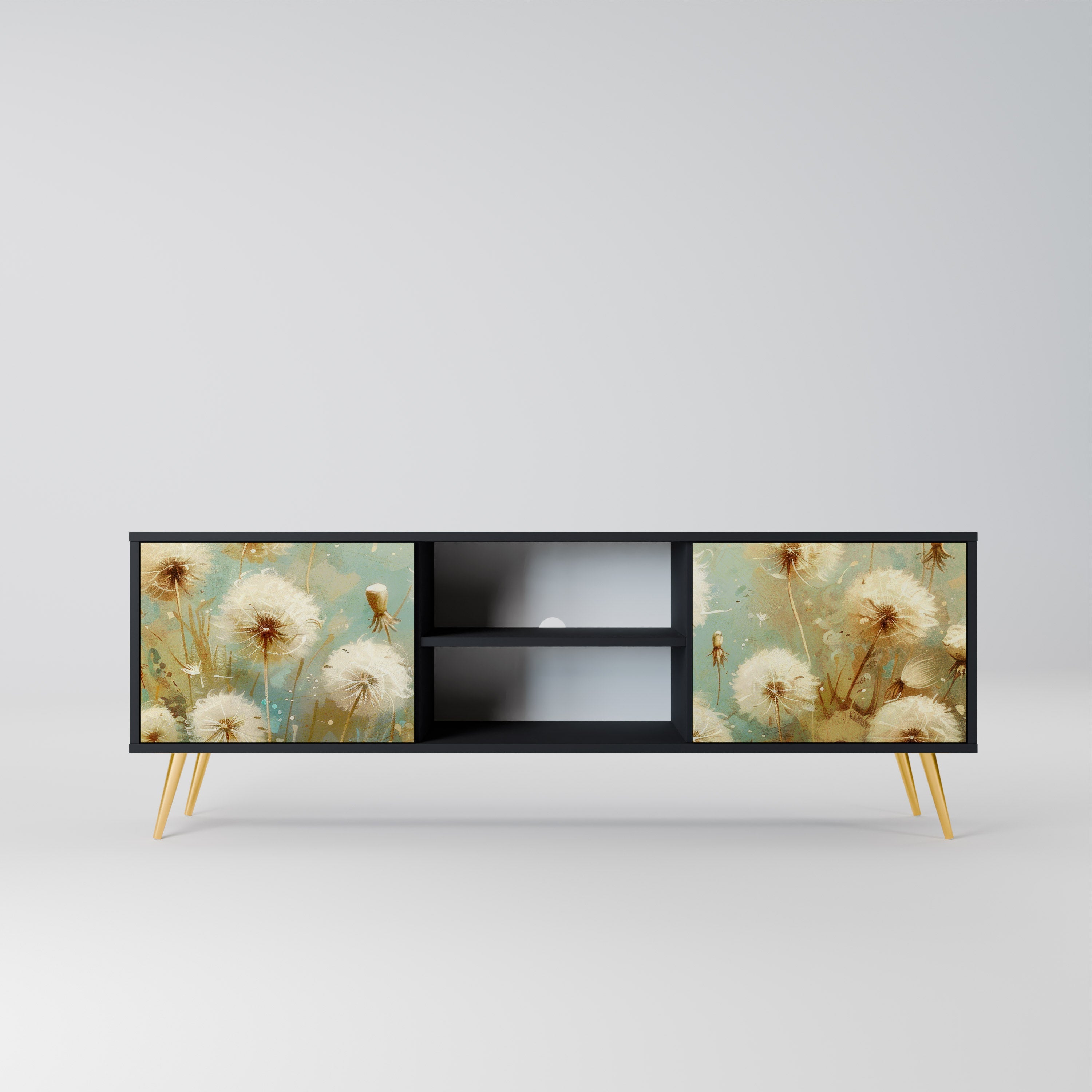 DREAMY MEADOW Móvel de TV com 2 Portas em Acabamento Preto