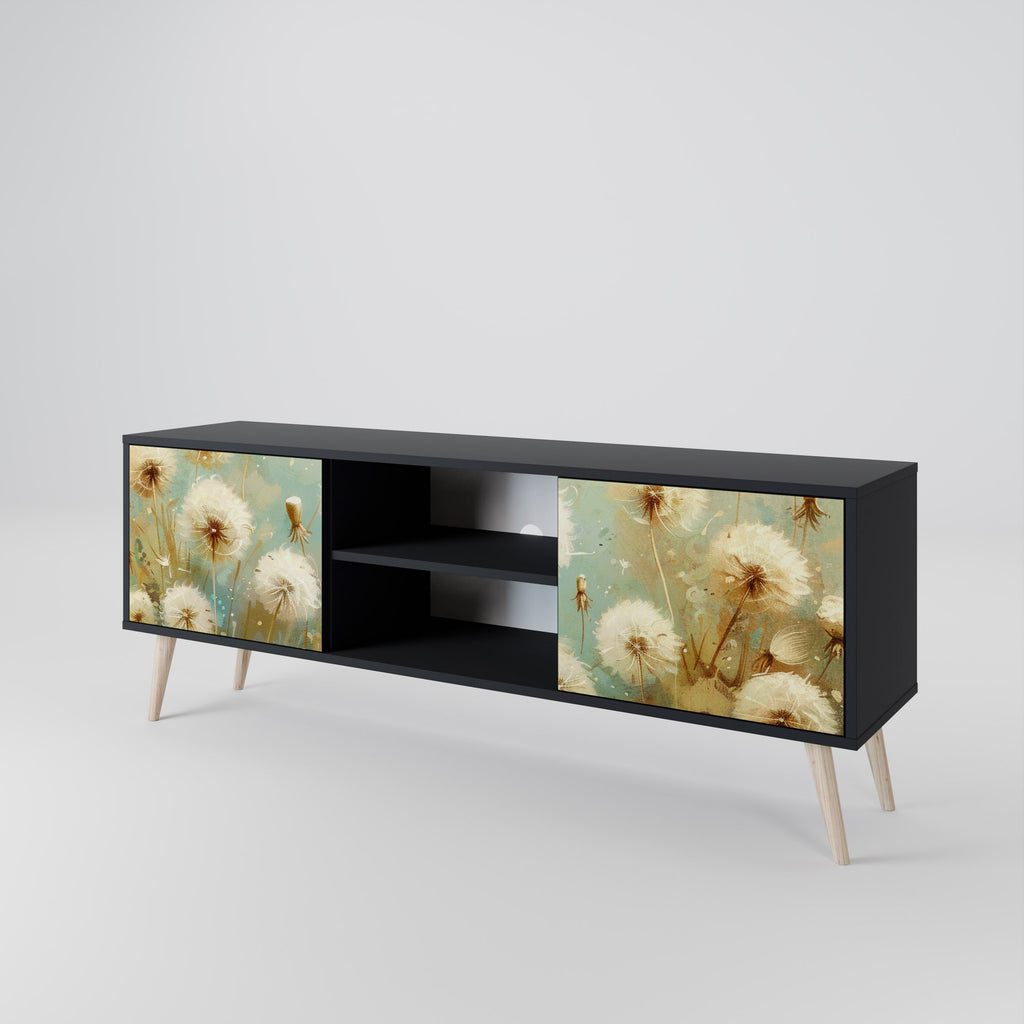 DREAMY MEADOW Móvel de TV com 2 Portas em Acabamento Preto