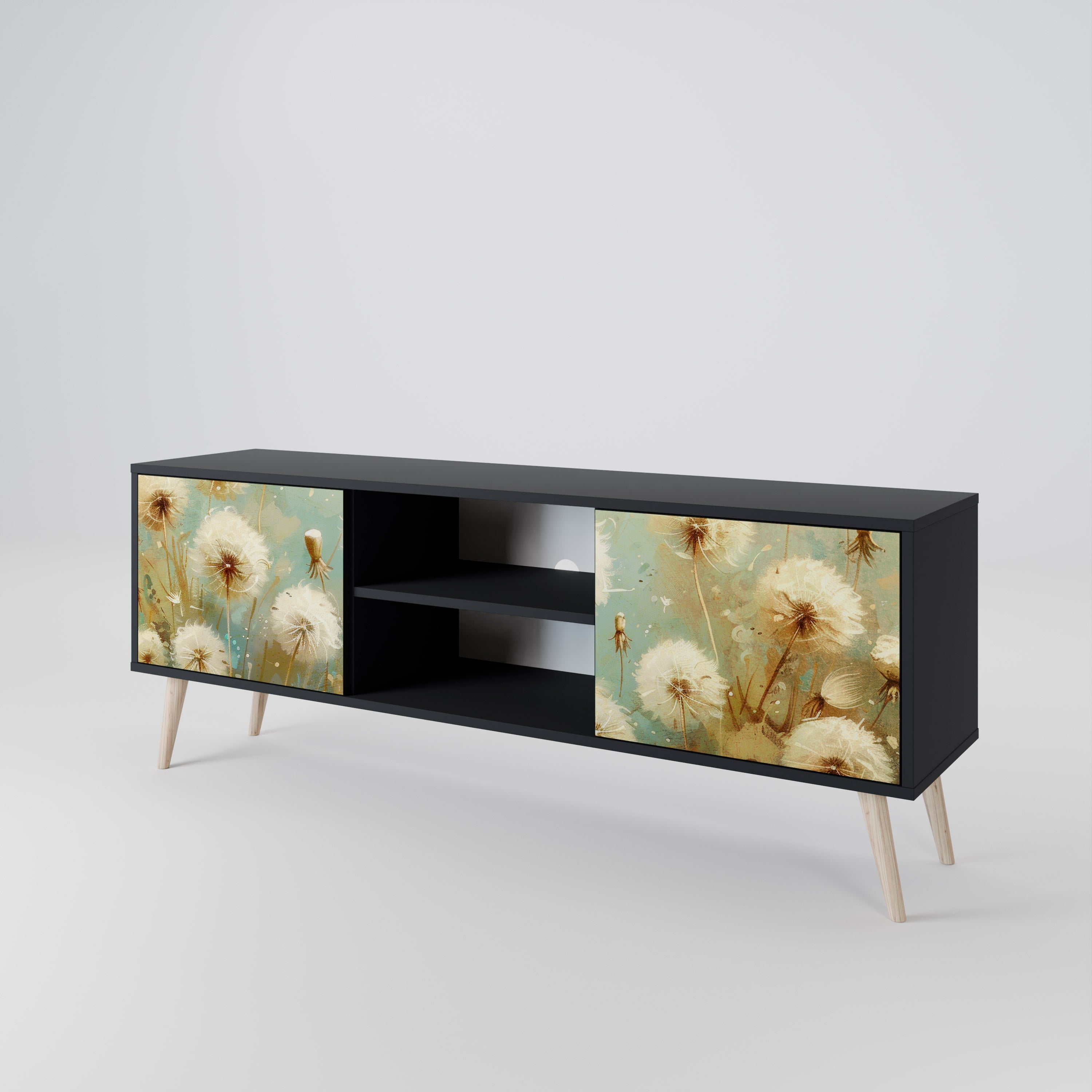 DREAMY MEADOW Móvel de TV com 2 Portas em Acabamento Preto