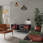 NEVERENDING BLOOM Móvel de TV com 2 Portas em Acabamento Preto