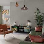 BLOOMING WATERS Móvel de TV com 2 Portas em Acabamento Preto