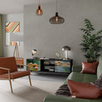 BLOOMING WATERS Móvel de TV com 2 Portas em Acabamento Preto